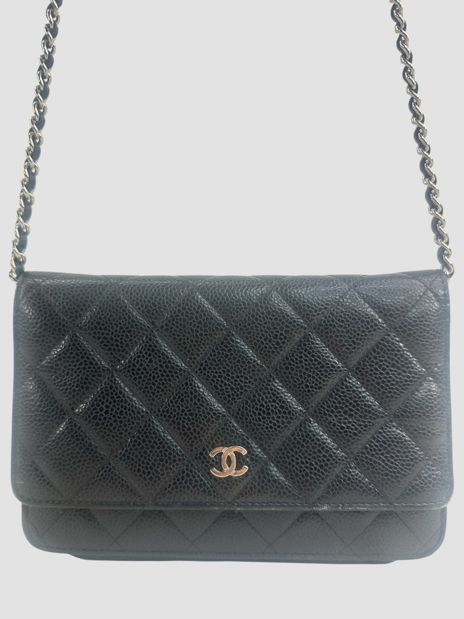 Chanel Black Caviar Leather Wallet on Chain
