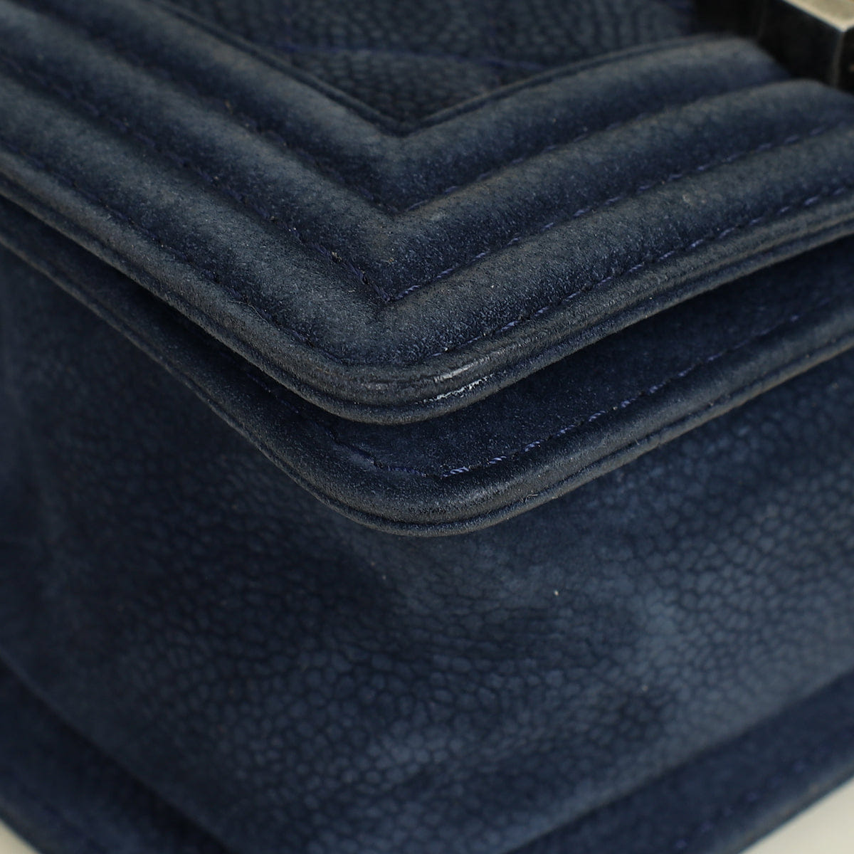 Chanel Navy Blue Le Boy Nubuck Small Flap Bag