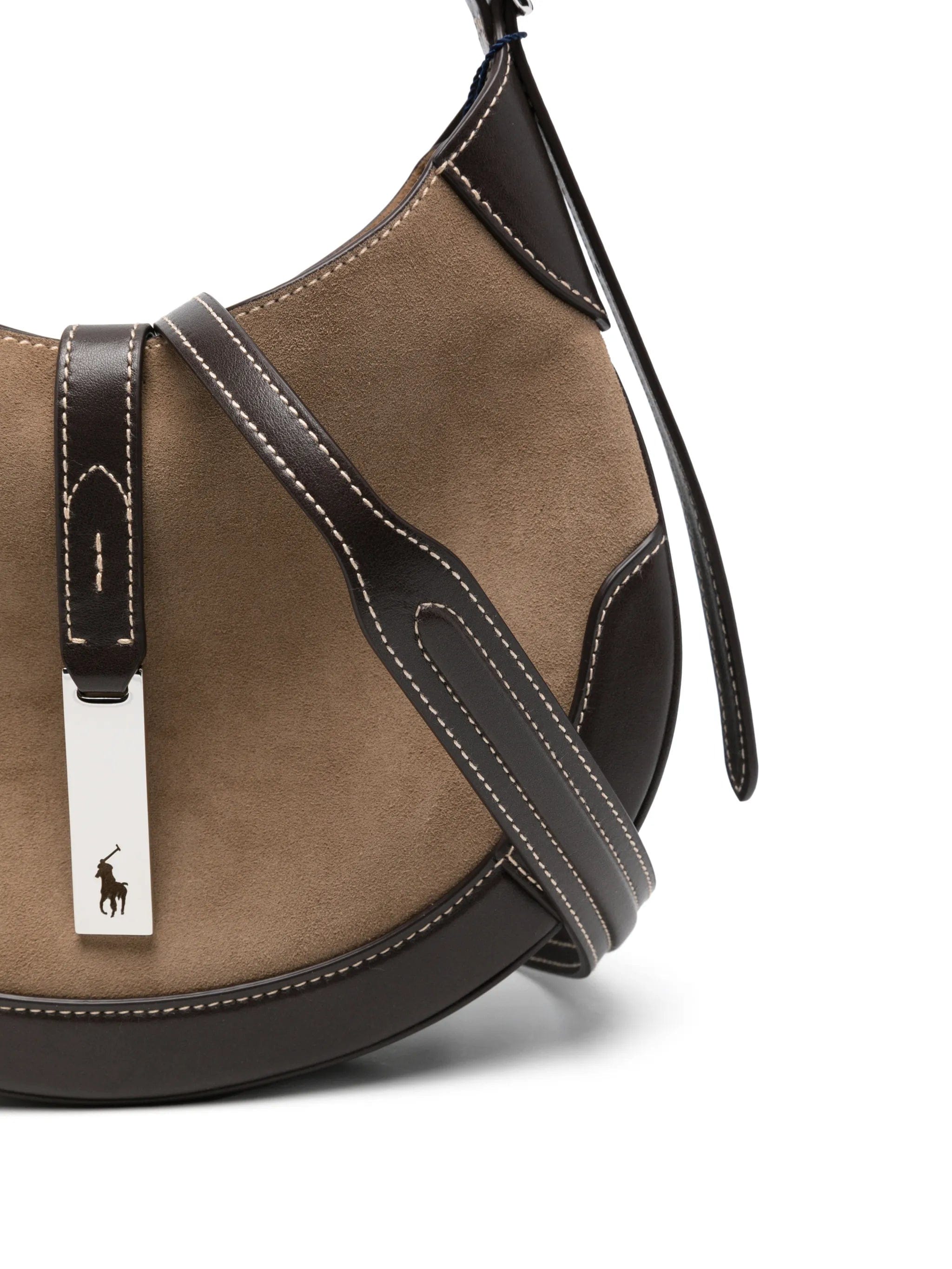 Polo Ralph Lauren Polo ID panelled suede shoulder bag