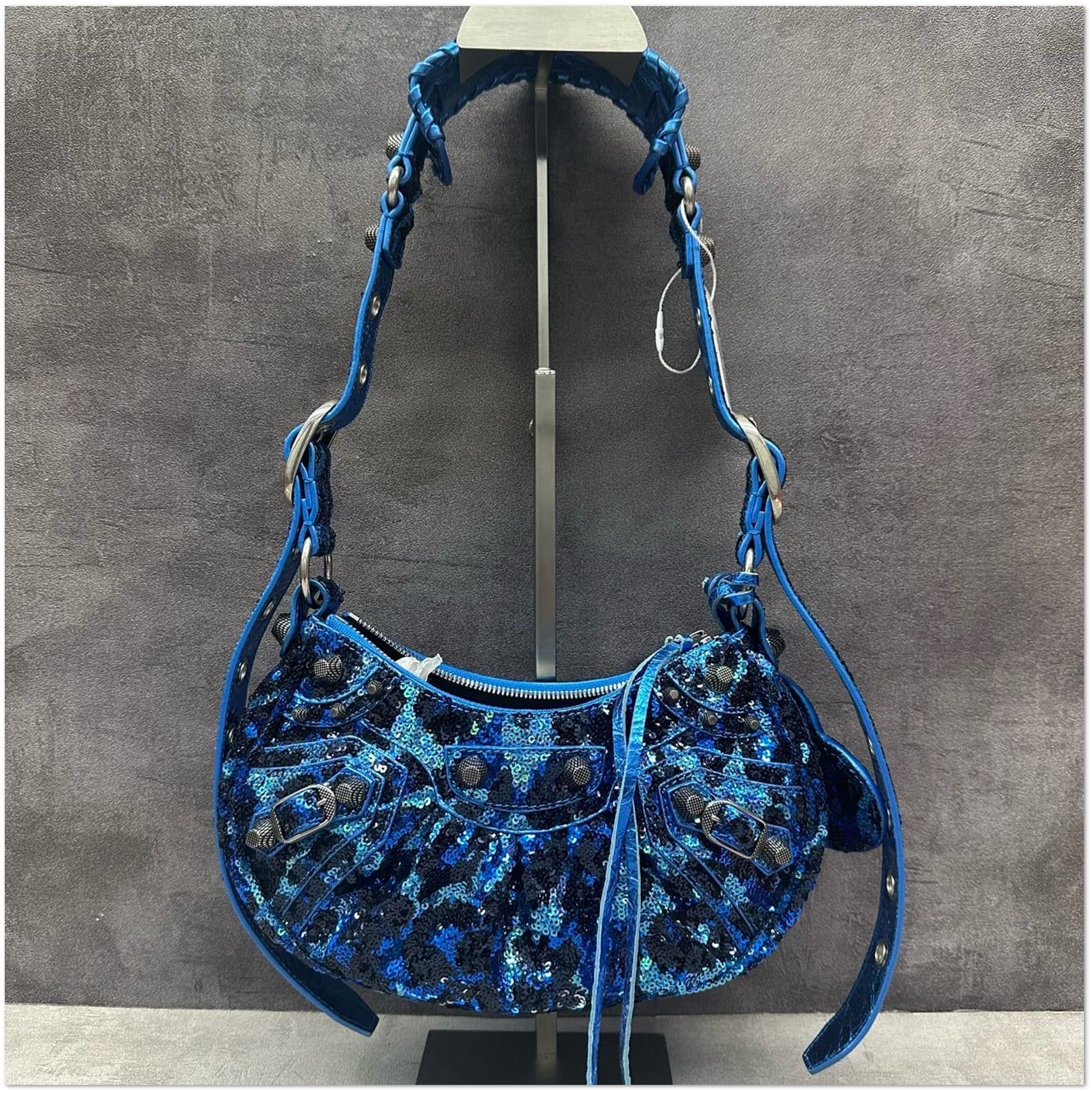 Balenciaga Blue Sequin Embellished Le Cagole Shoulder Bag C19498434221