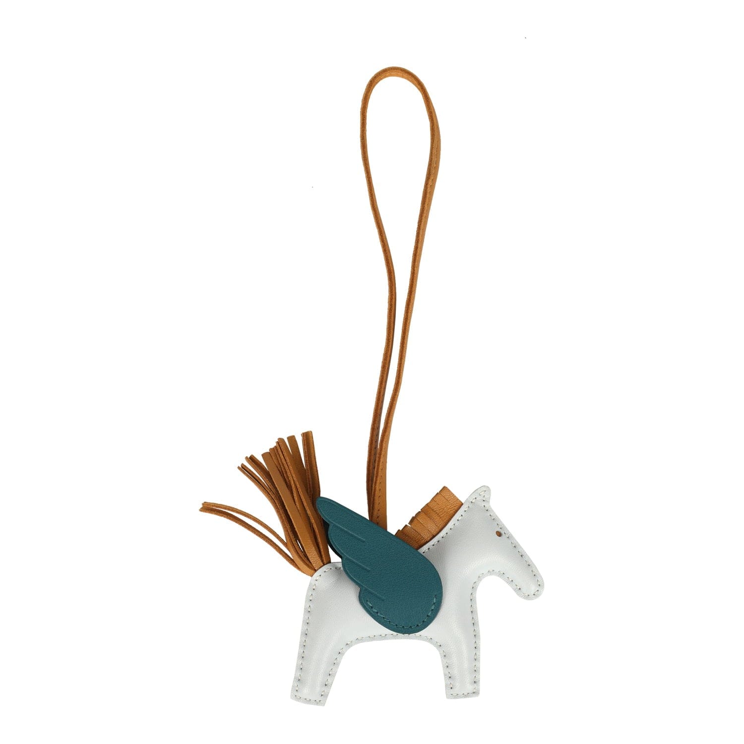 Hermes Pegase Rodeo Bag Charm PM Bleu Brume, Sesame, Vert Bosphore Milo Lambskin