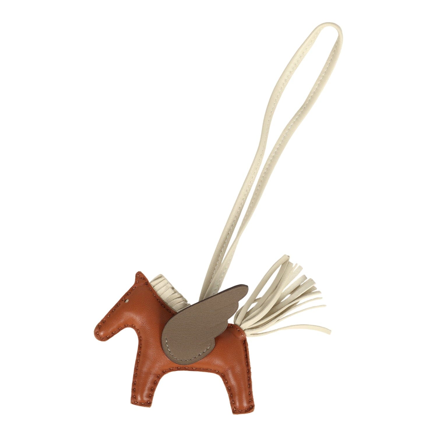 Hermes Pegase Rodeo Bag Charm PM Gold, Craie and Etoupe Milo Lambskin