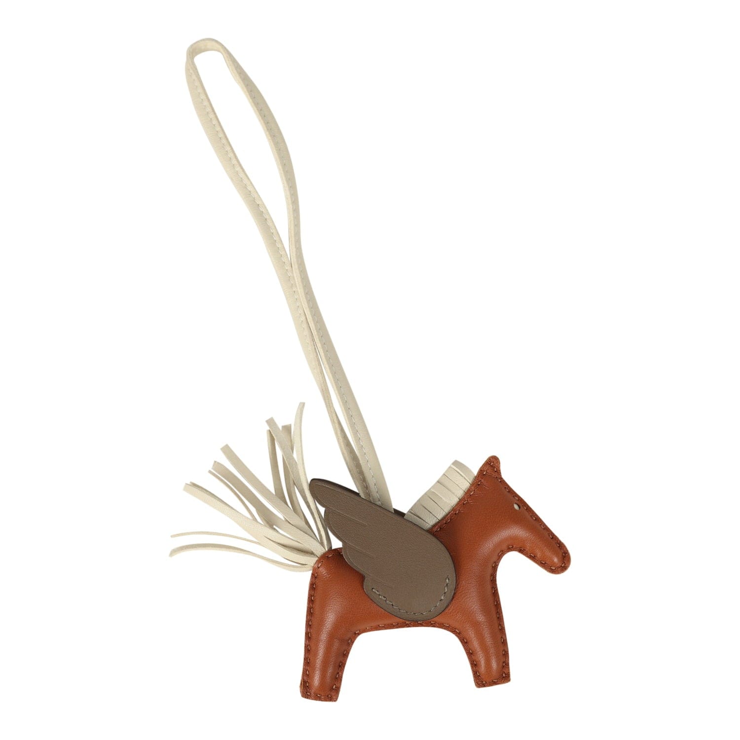 Hermes Pegase Rodeo Bag Charm PM Gold, Craie and Etoupe Milo Lambskin