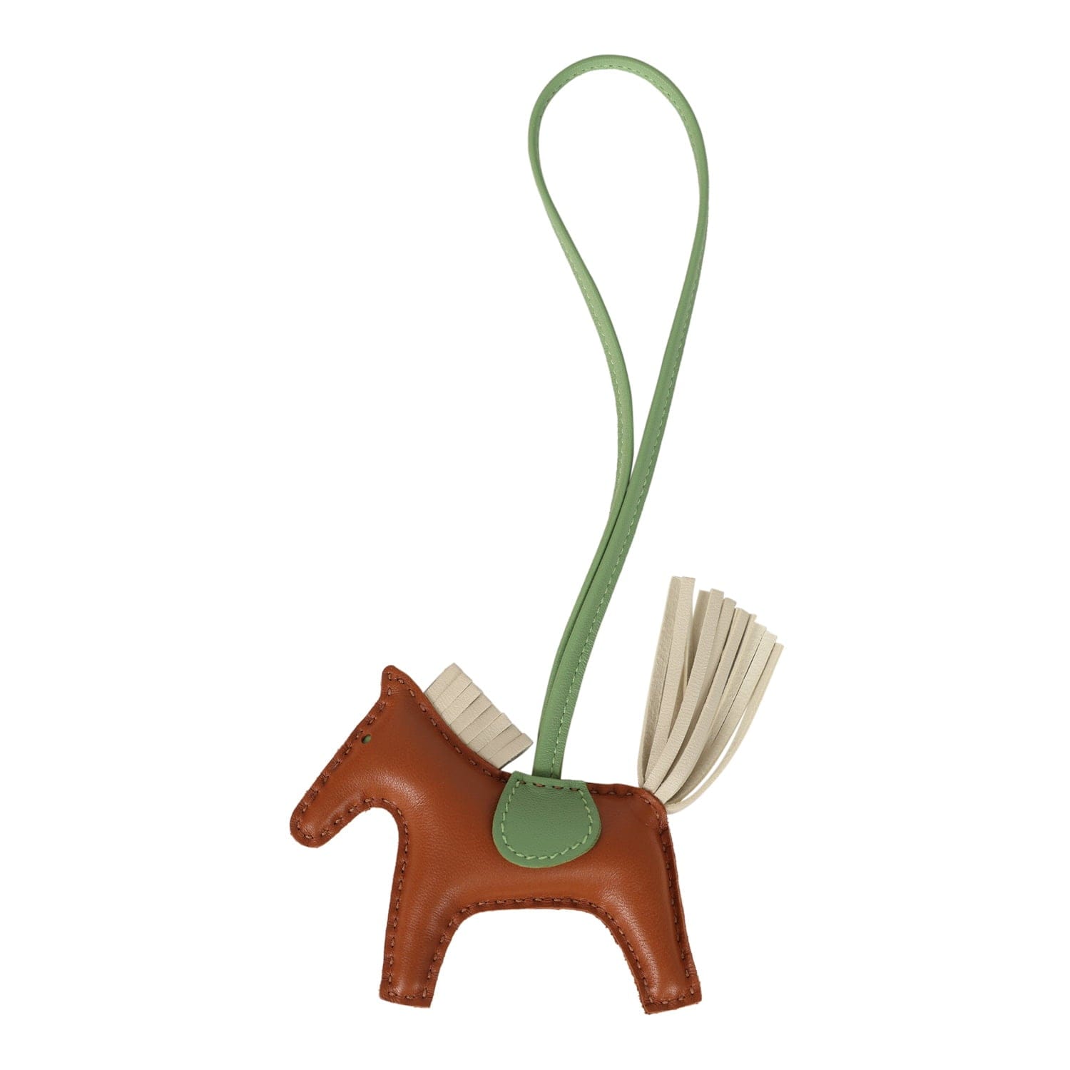 Hermes Rodeo Bag Charm PM Gold, Craie, Vert Criquet Milo Lambskin