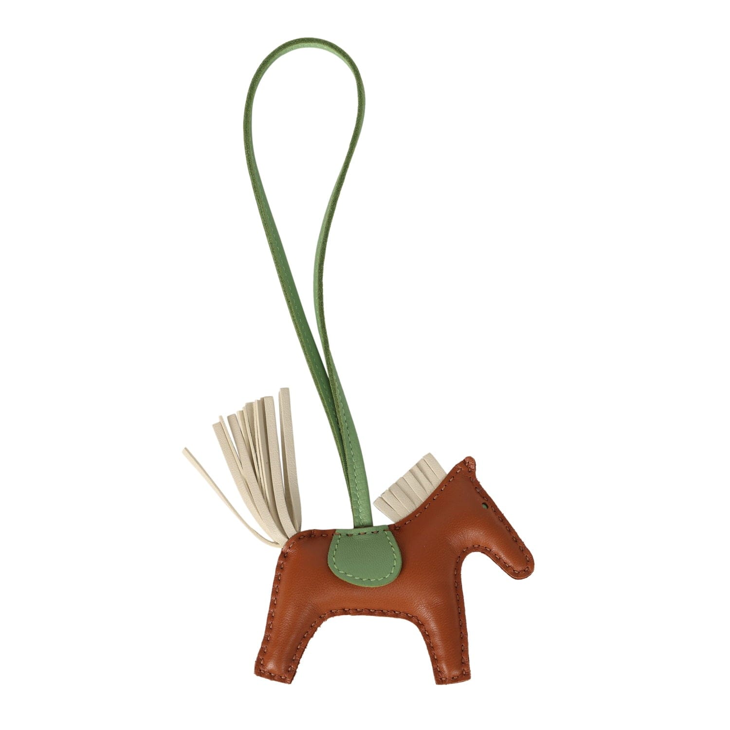 Hermes Rodeo Bag Charm PM Gold, Craie, Vert Criquet Milo Lambskin