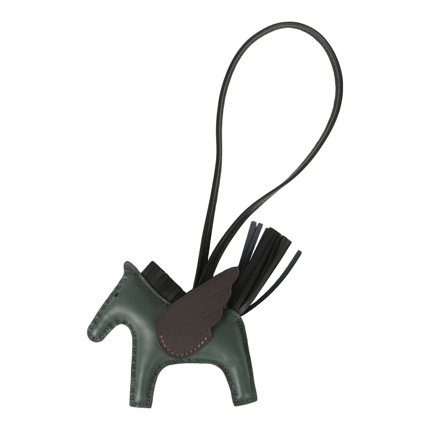 Hermes Pegase Rodeo Bag Charm PM Vert Mangrove, Black, Bai - Brun Milo Lambskin