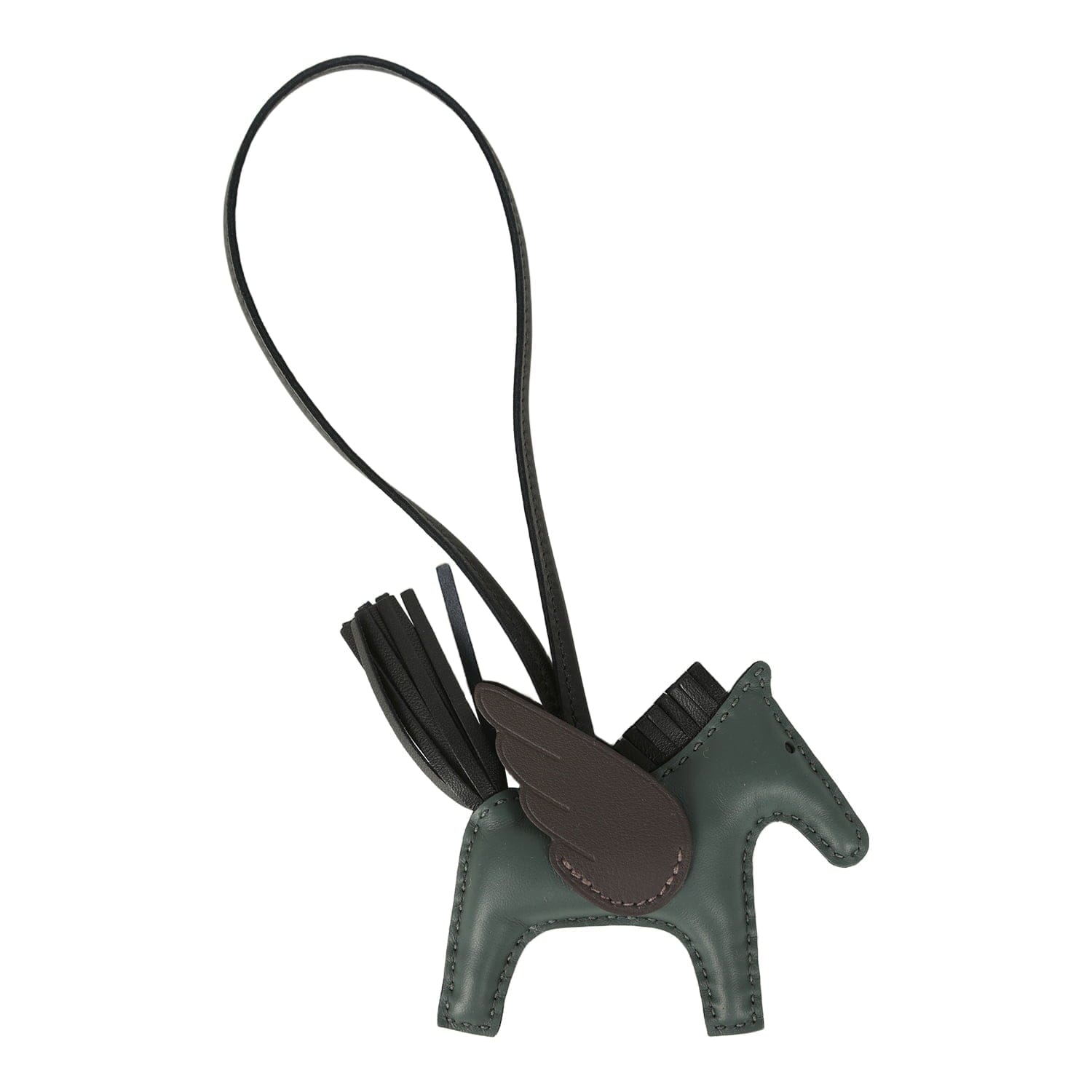 Hermes Pegase Rodeo Bag Charm PM Vert Mangrove, Black, Bai - Brun Milo Lambskin