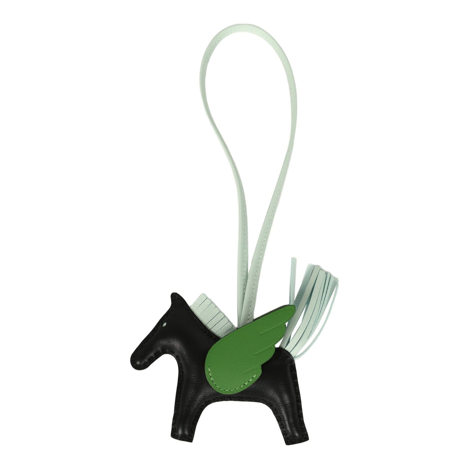Hermes Pegase Rodeo Bag Charm PM Black, Vert Peppermint and Vert Yucca Milo Lambskin