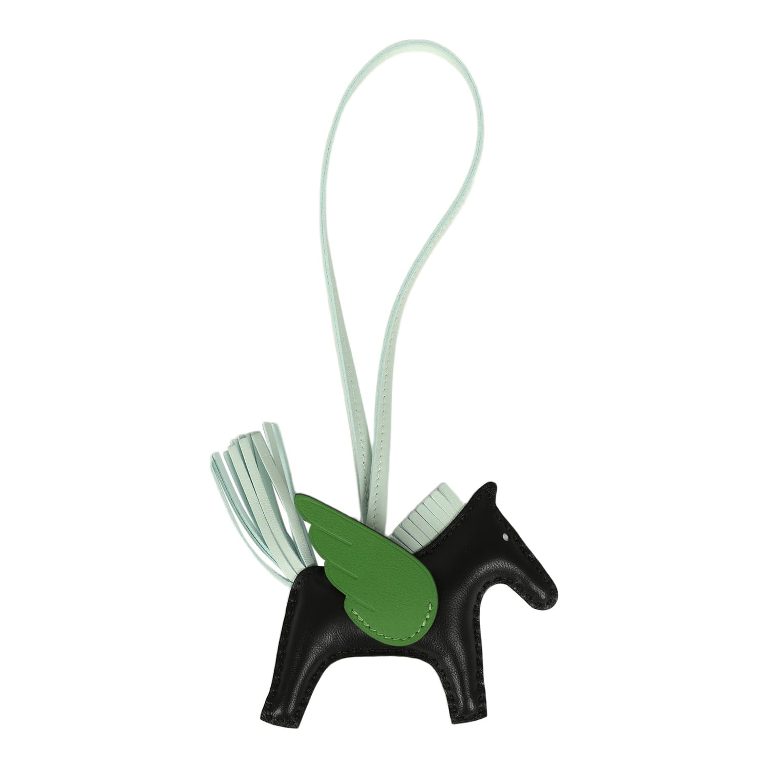 Hermes Pegase Rodeo Bag Charm PM Black, Vert Peppermint and Vert Yucca Milo Lambskin