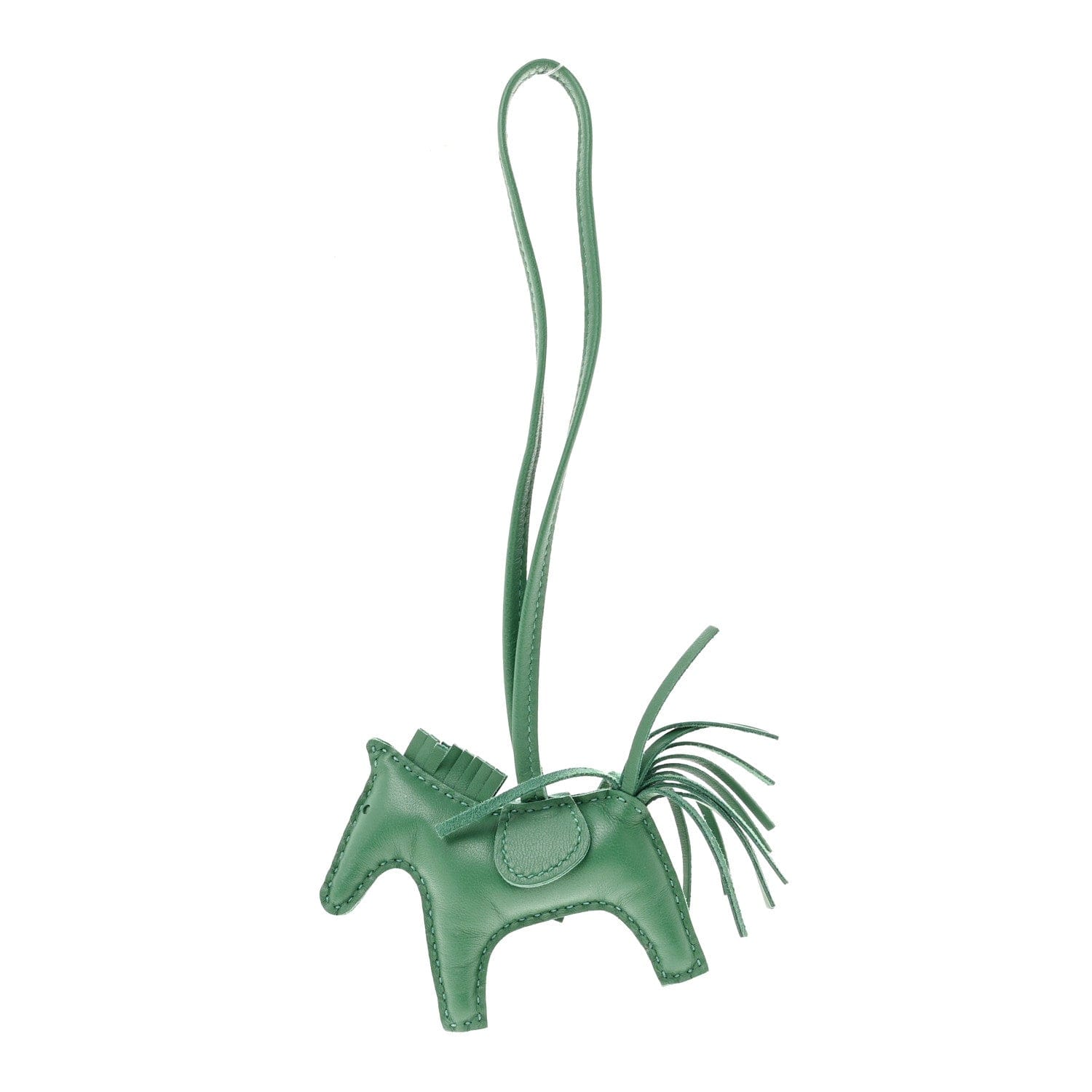 Hermes Milo Lambskin Grigri Rodeo Horse Bag Charm PM Vert Cypress