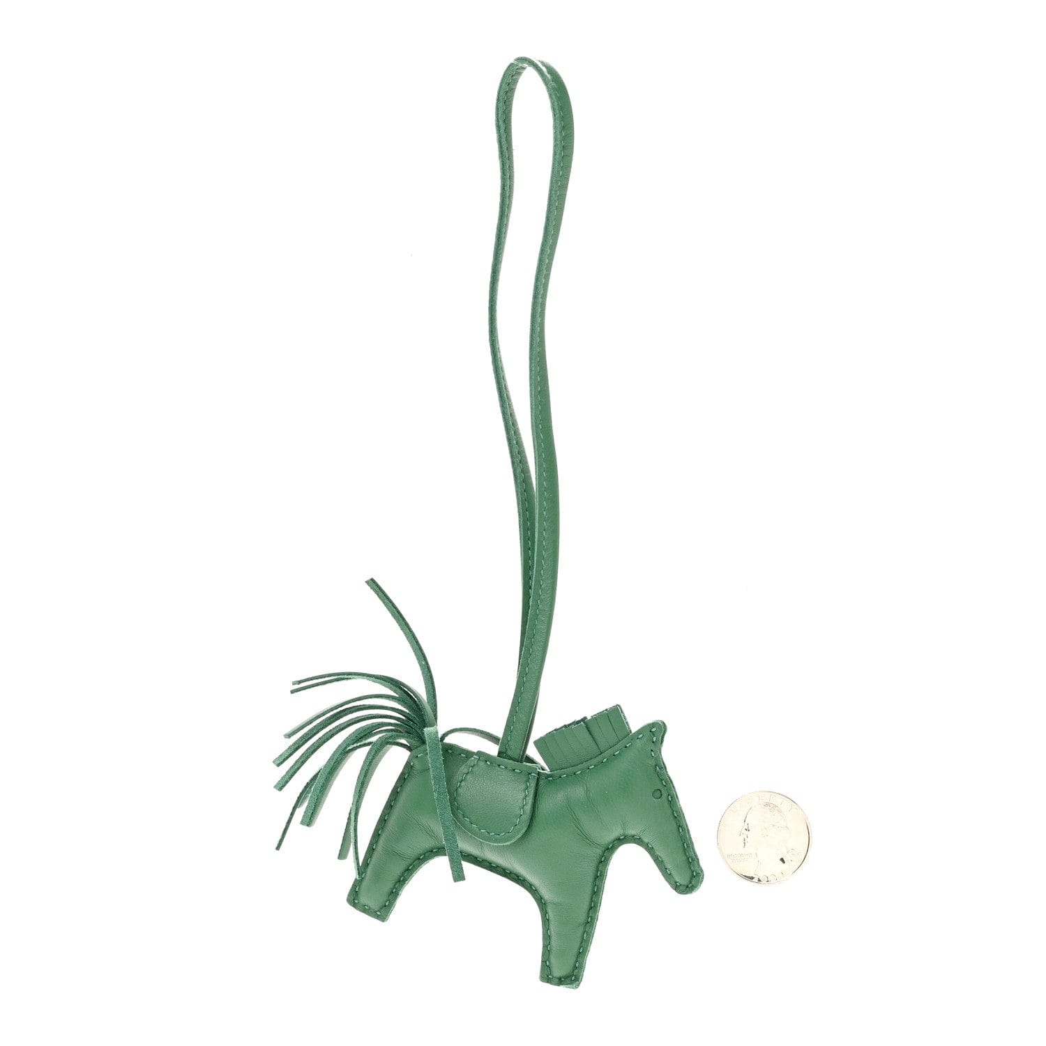 Hermes Milo Lambskin Grigri Rodeo Horse Bag Charm PM Vert Cypress