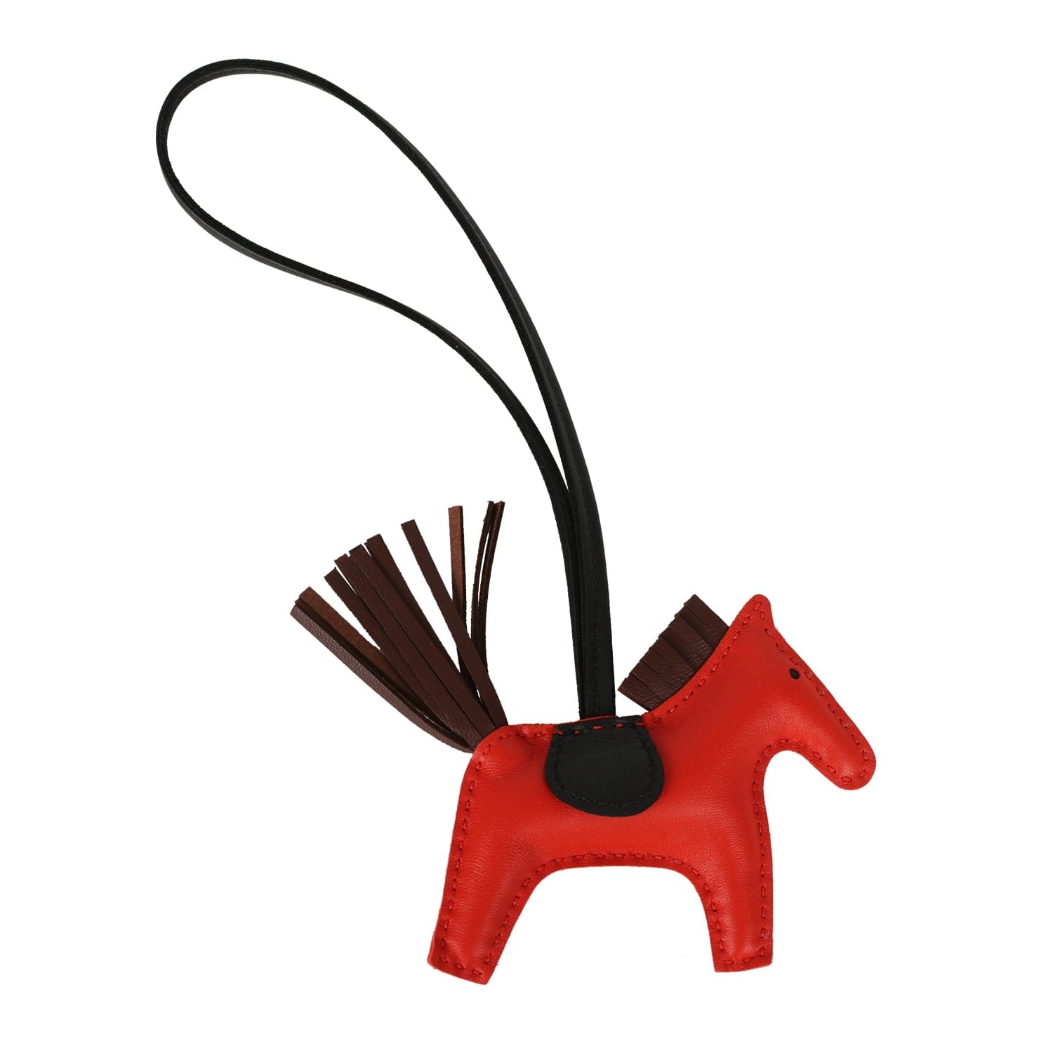Hermes Rodeo Bag Charm PM Capucine, Terre, Black Milo Lambskin