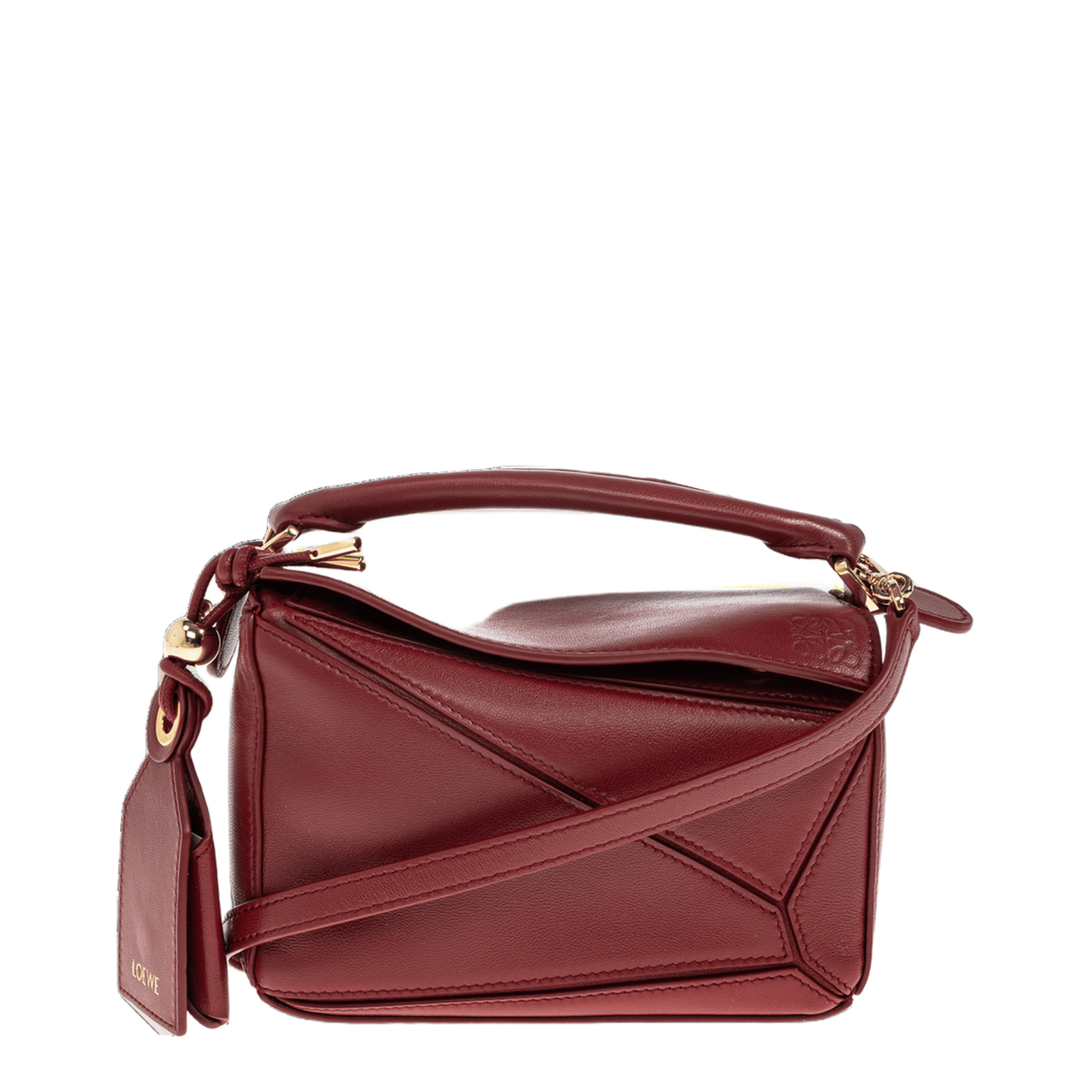 Loewe Puzzle Mini Featherlight Nappa Lambskin Crossbody - Burnt Red
