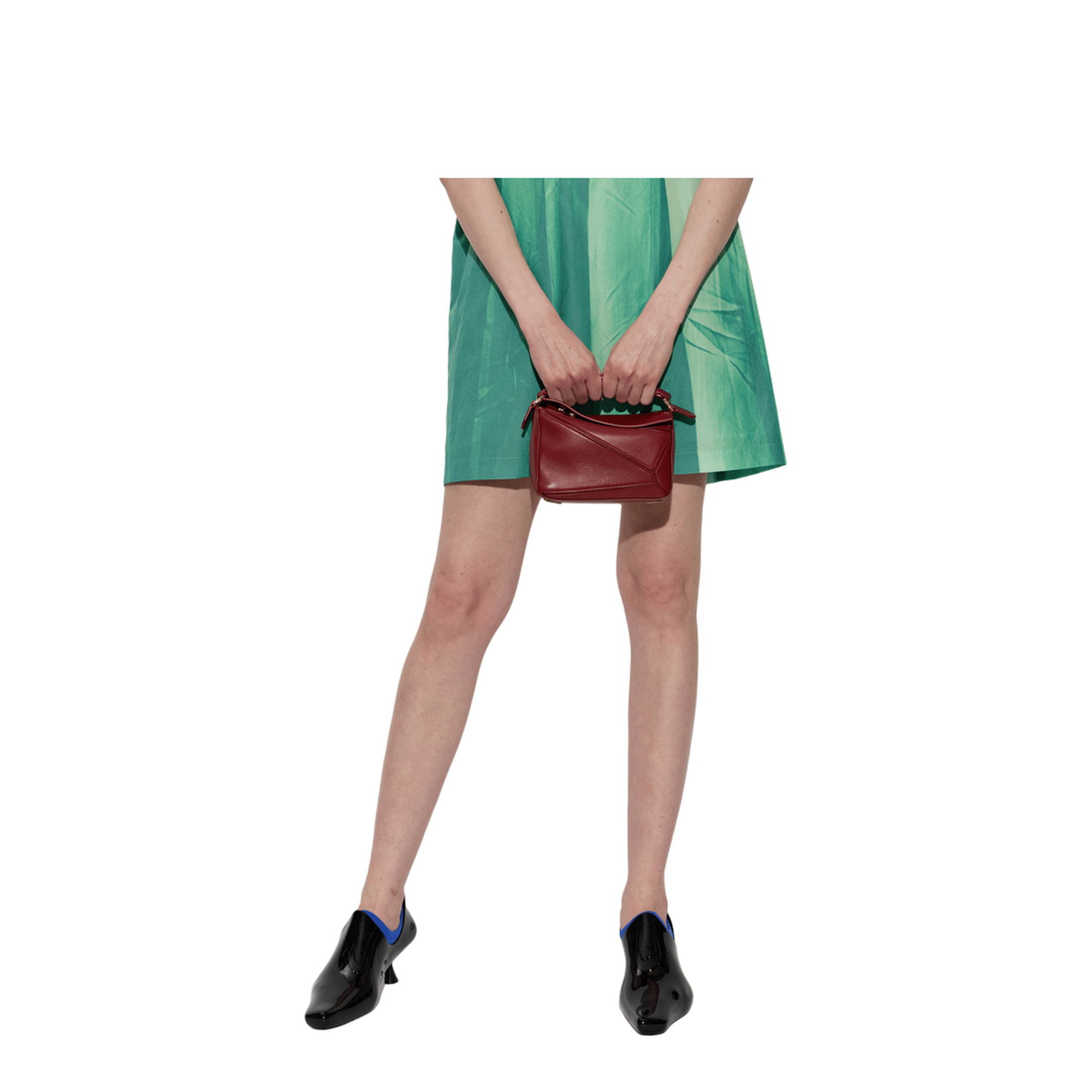 Loewe Puzzle Mini Featherlight Nappa Lambskin Crossbody - Burnt Red