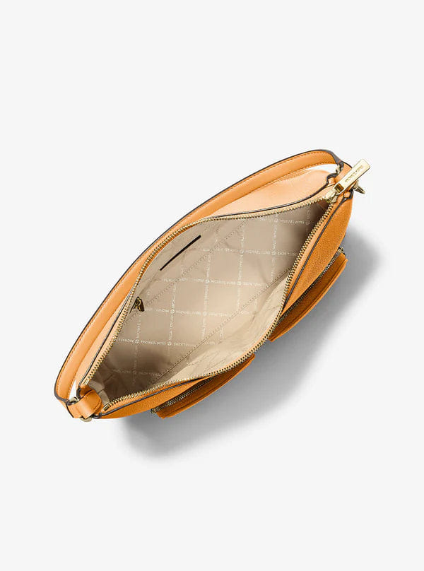 Michael Kors Merritt Large Pebbled Leather Cargo Shoulder Bag Radiant Orange