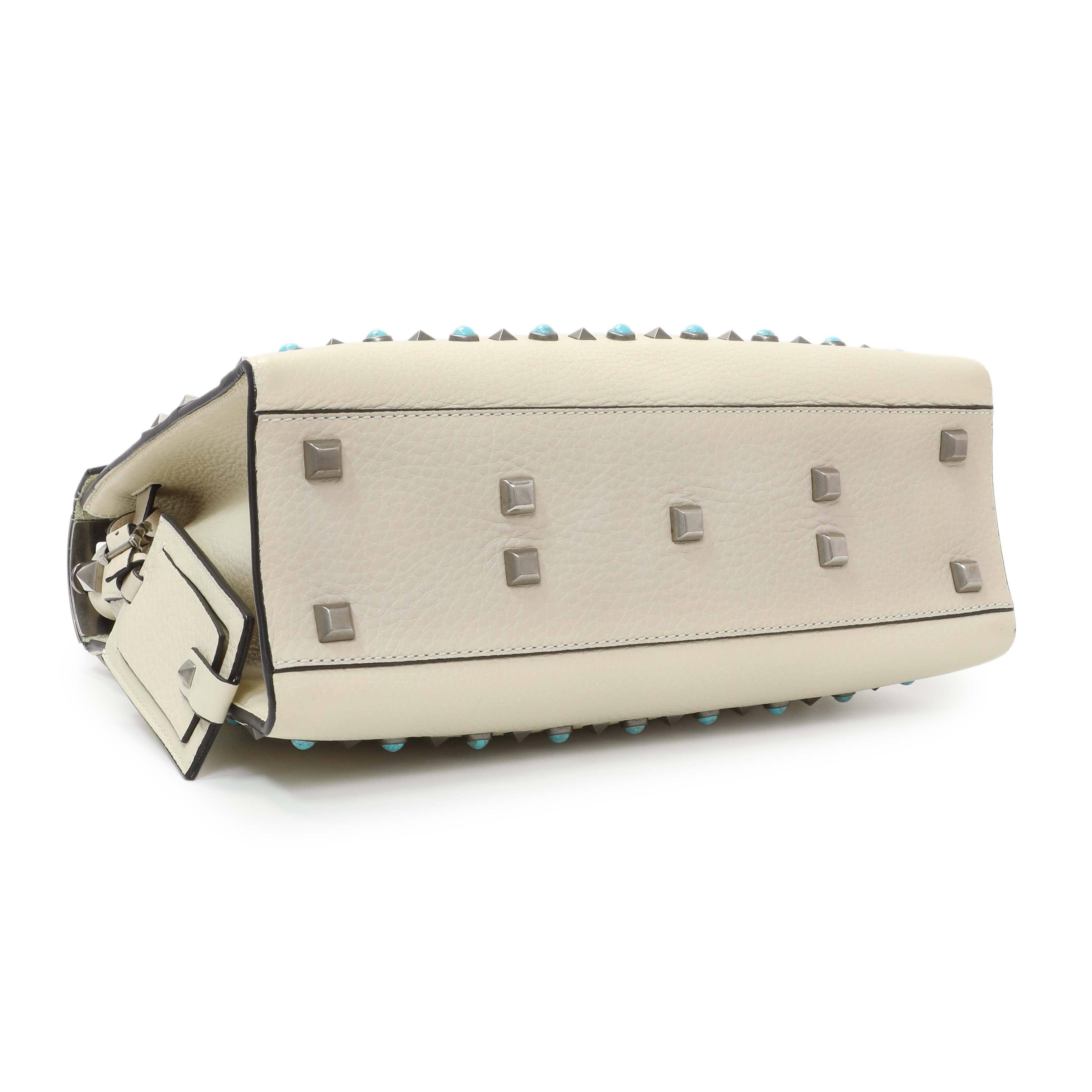 Valentino Ivory Calfskin My Rockstud Rolling Single Handle Bag