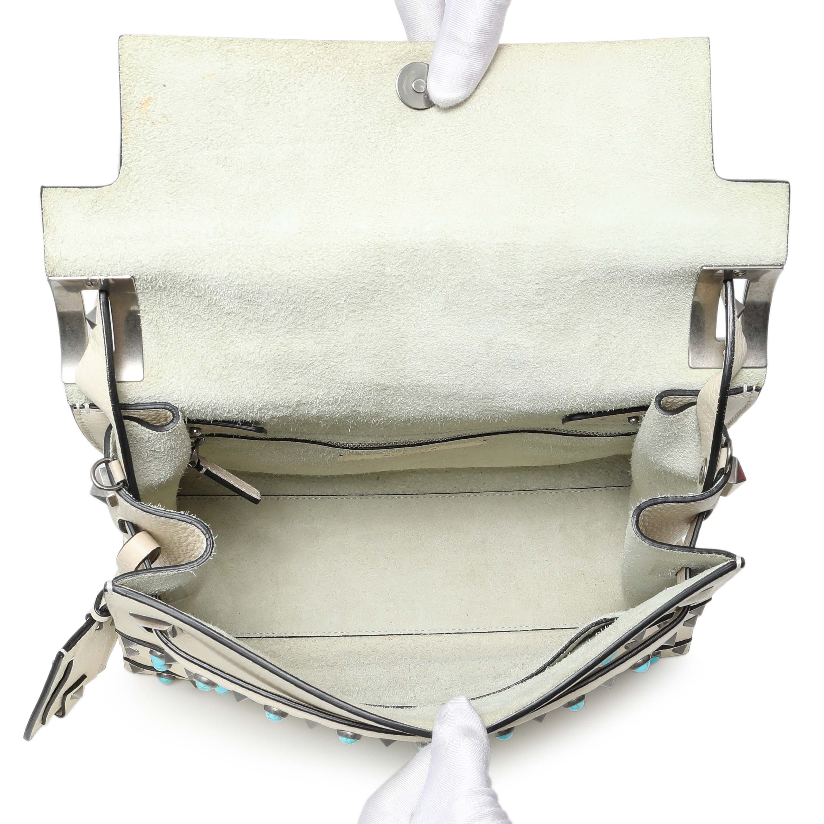 Valentino Ivory Calfskin My Rockstud Rolling Single Handle Bag