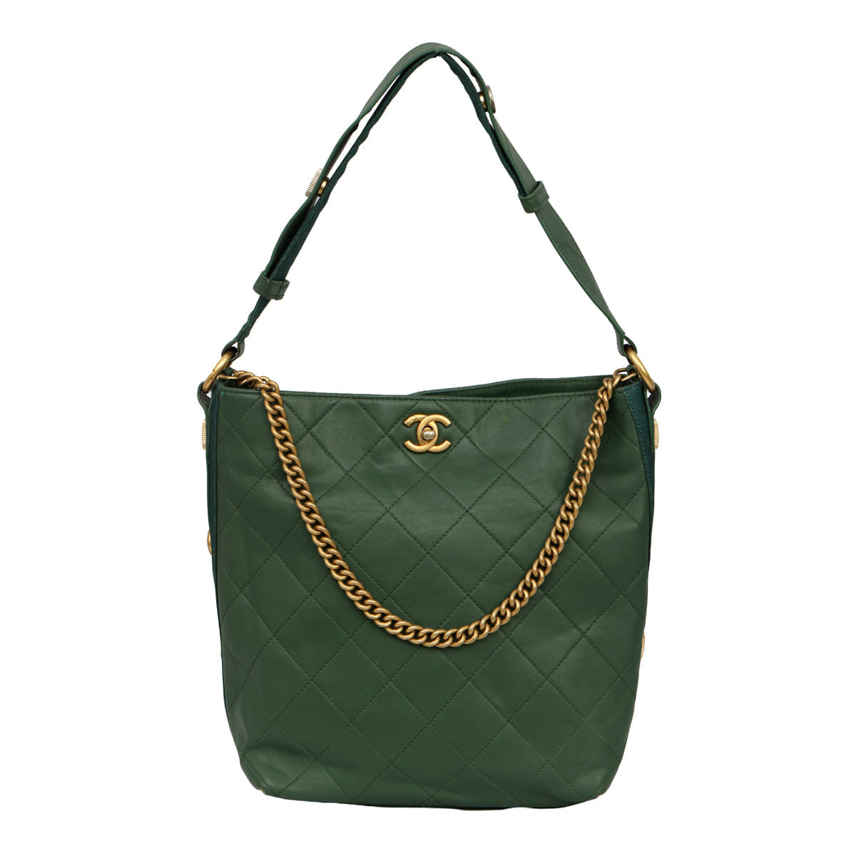 CHANEL CALFSKIN LARGE BUTTON - UP HOBO BAG