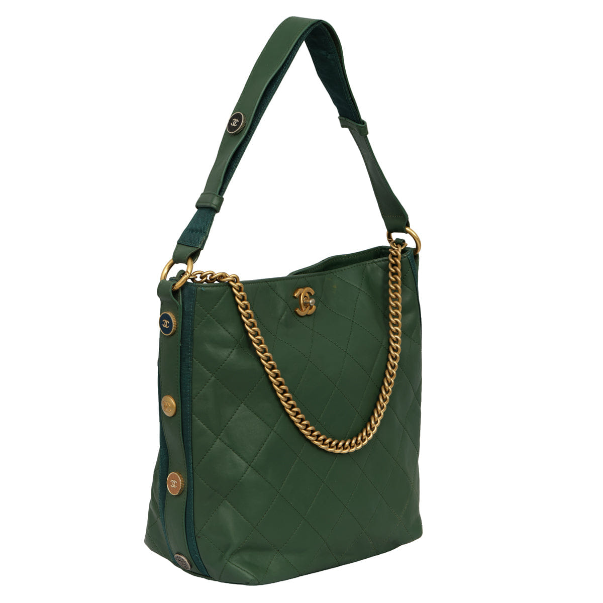 CHANEL CALFSKIN LARGE BUTTON - UP HOBO BAG