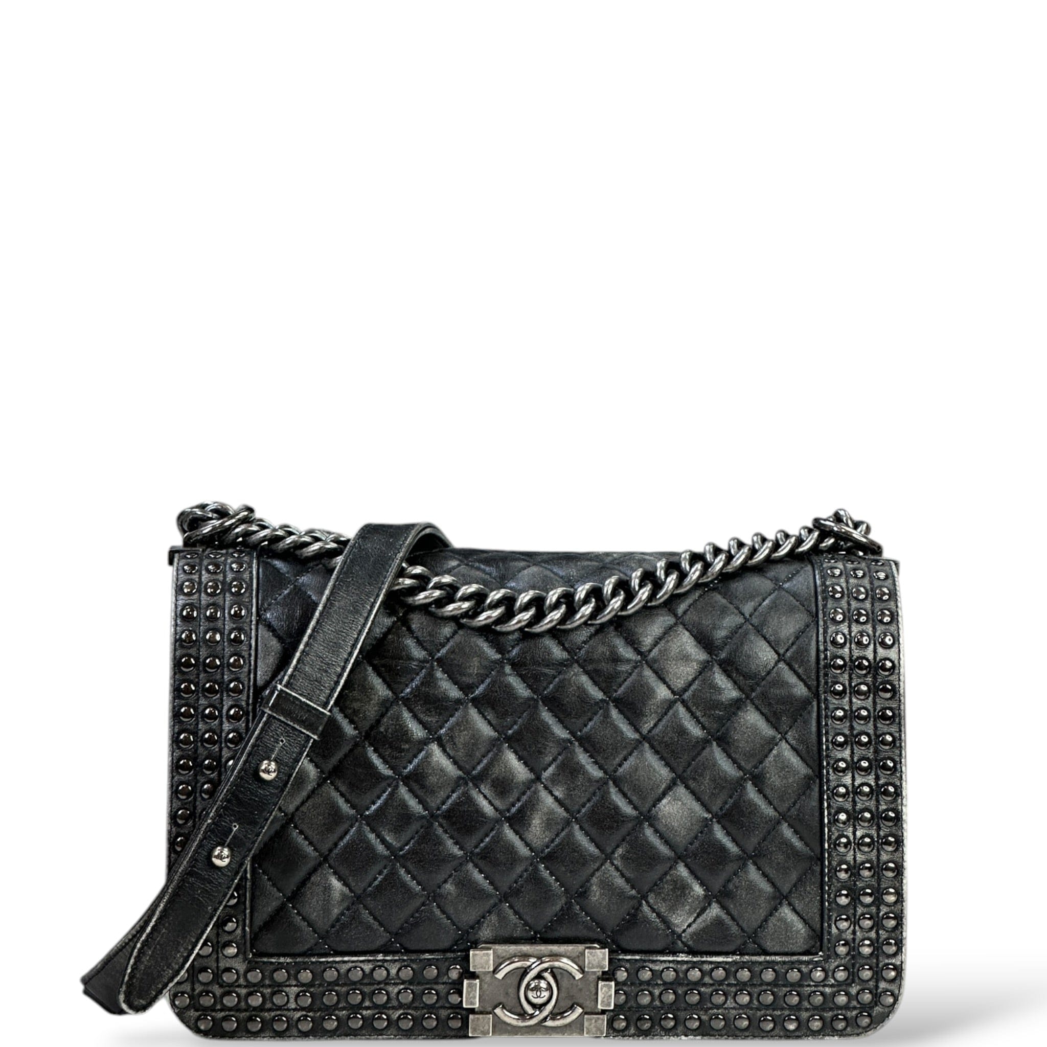Chanel Boy Bag New Medium Paris - Dallas Studded Black Leather