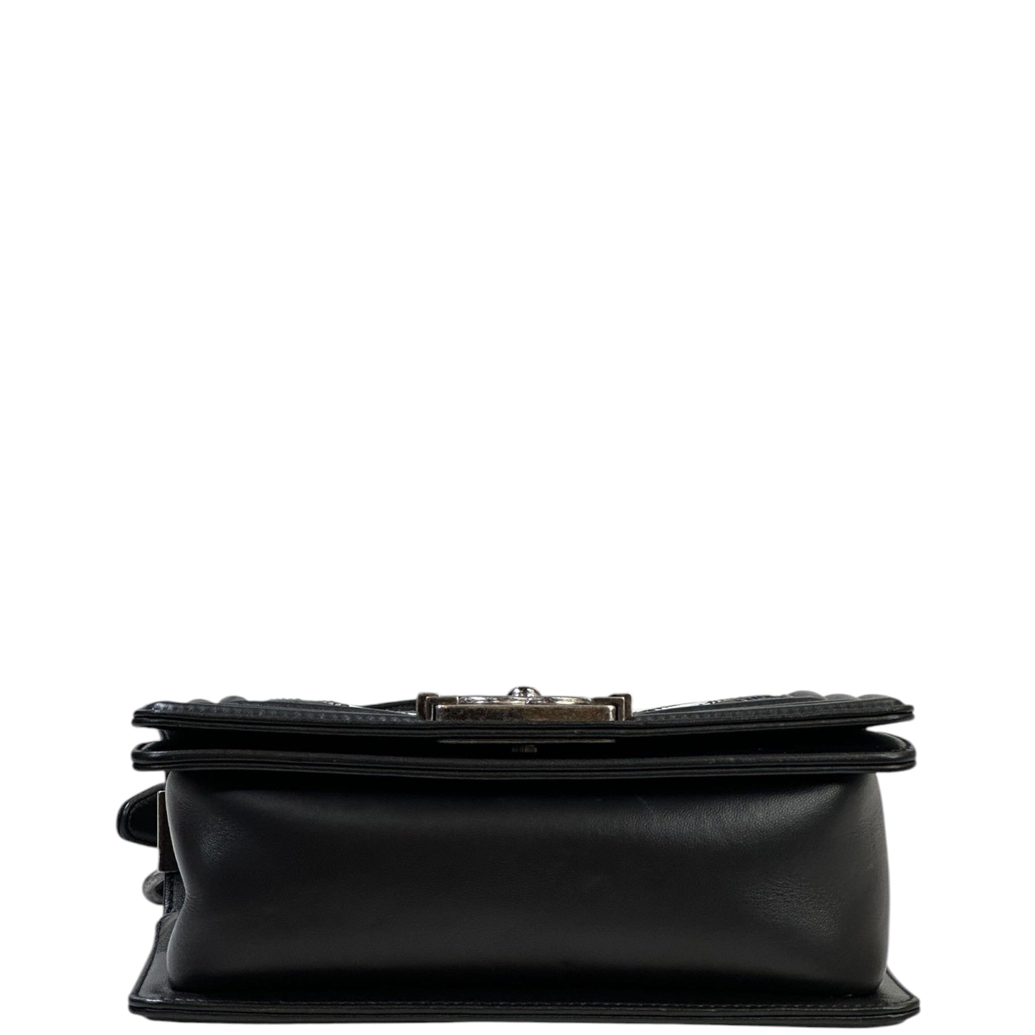 Chanel Boy Bag Small Black Chevron Lizard Airlines