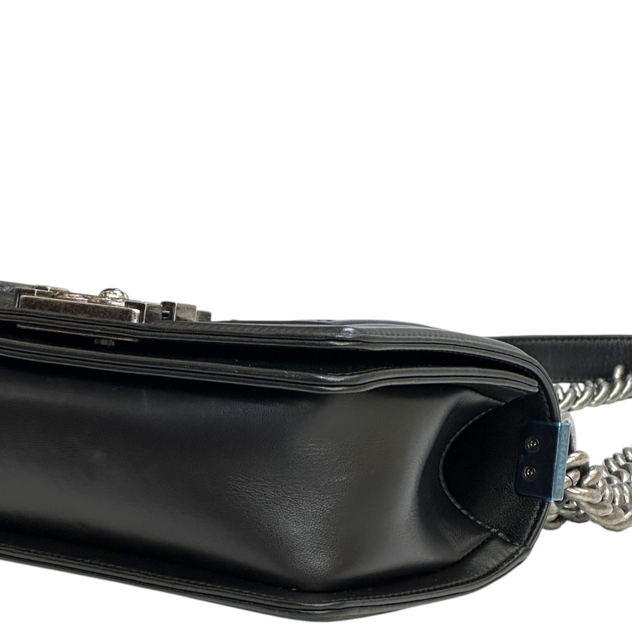 Chanel Boy Bag Small Black Chevron Lizard Airlines