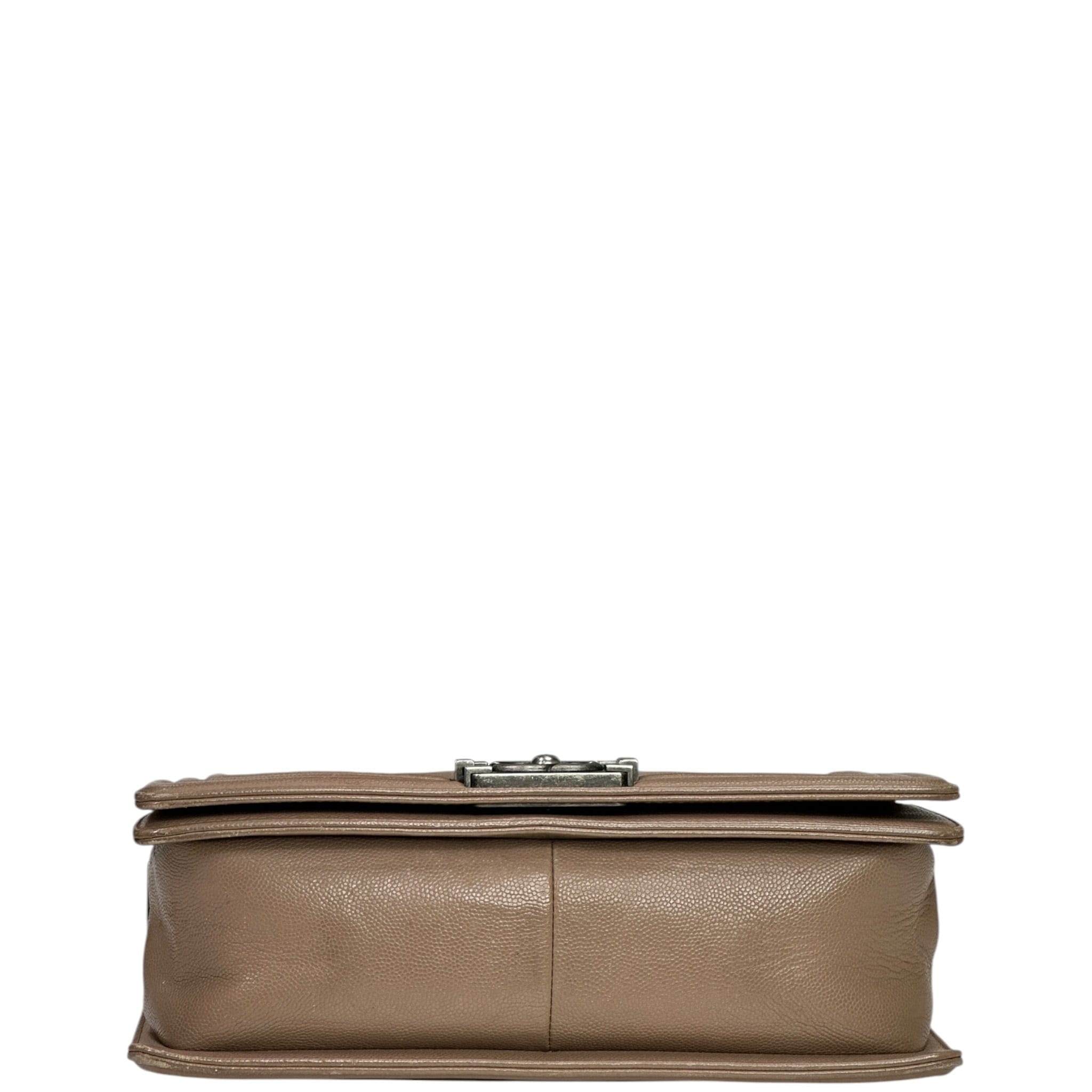 Chanel Boy Bag Medium Light Brown Caviar Chevron Quilted
