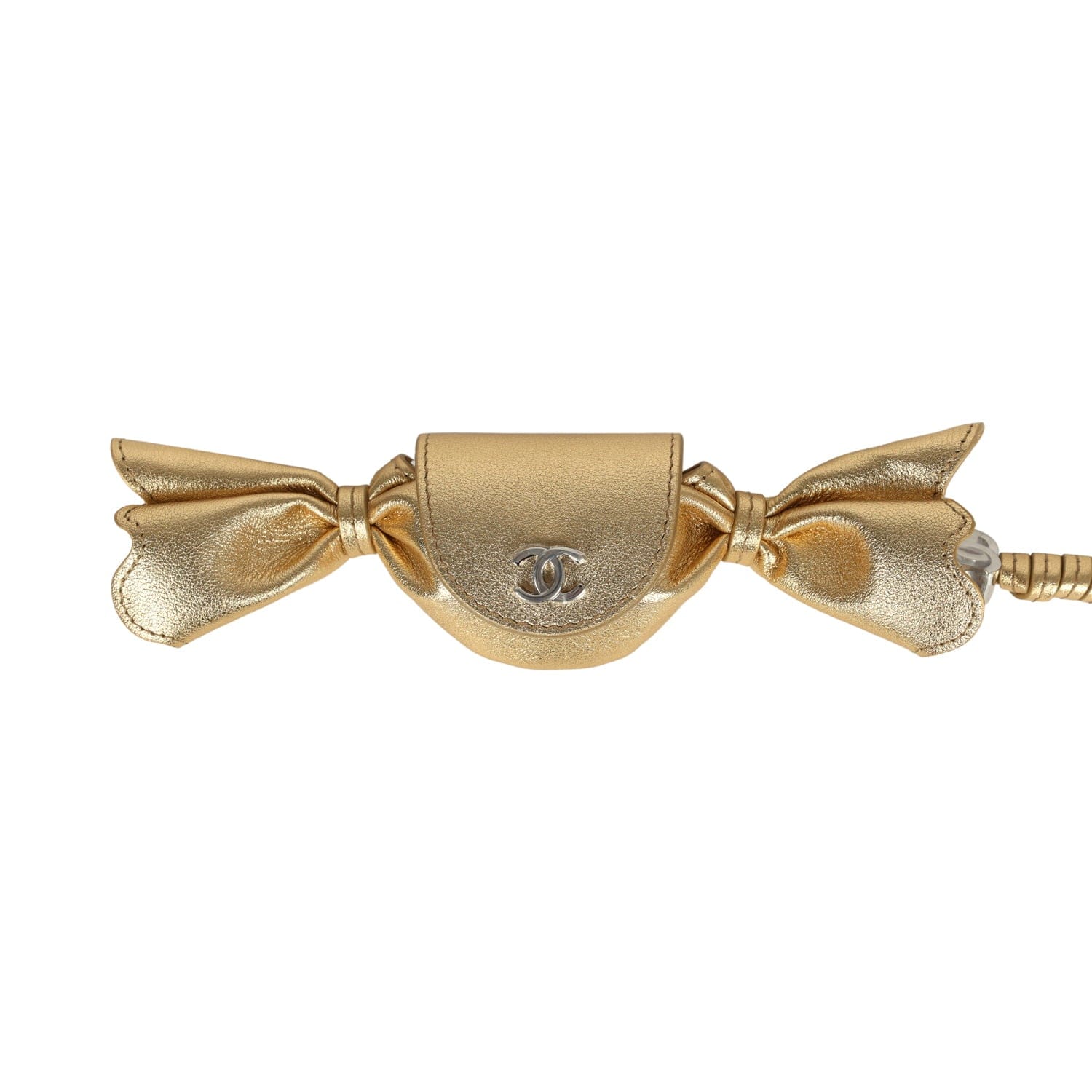 Chanel Mini Candy Bag Charm Light Gold Metallic Lambskin Silver Hardware