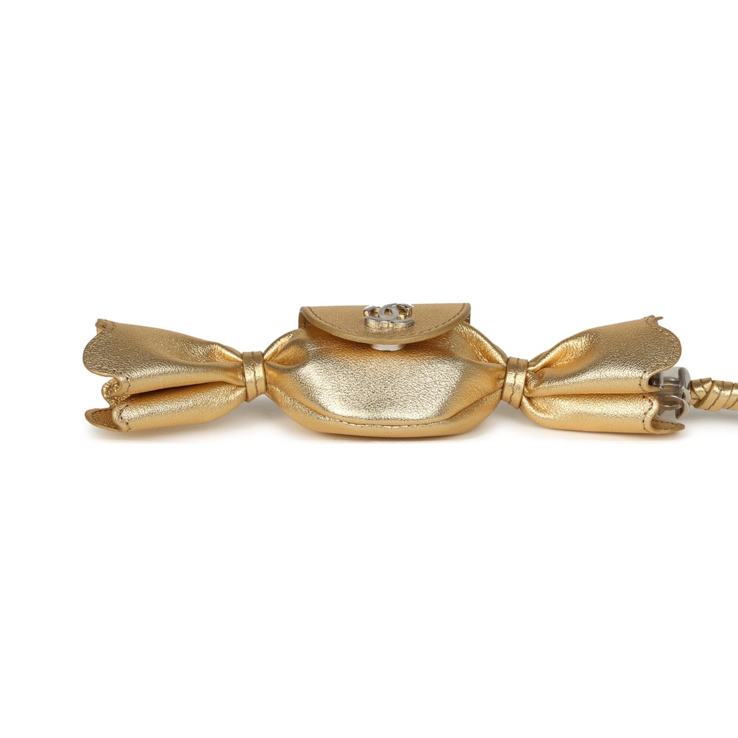 Chanel Mini Candy Bag Charm Light Gold Metallic Lambskin Silver Hardware