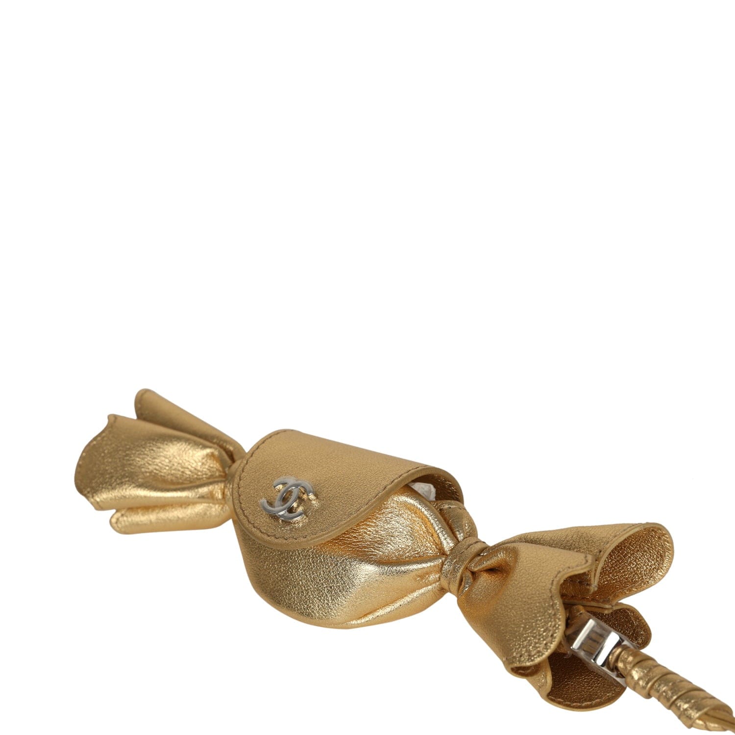 Chanel Mini Candy Bag Charm Light Gold Metallic Lambskin Silver Hardware