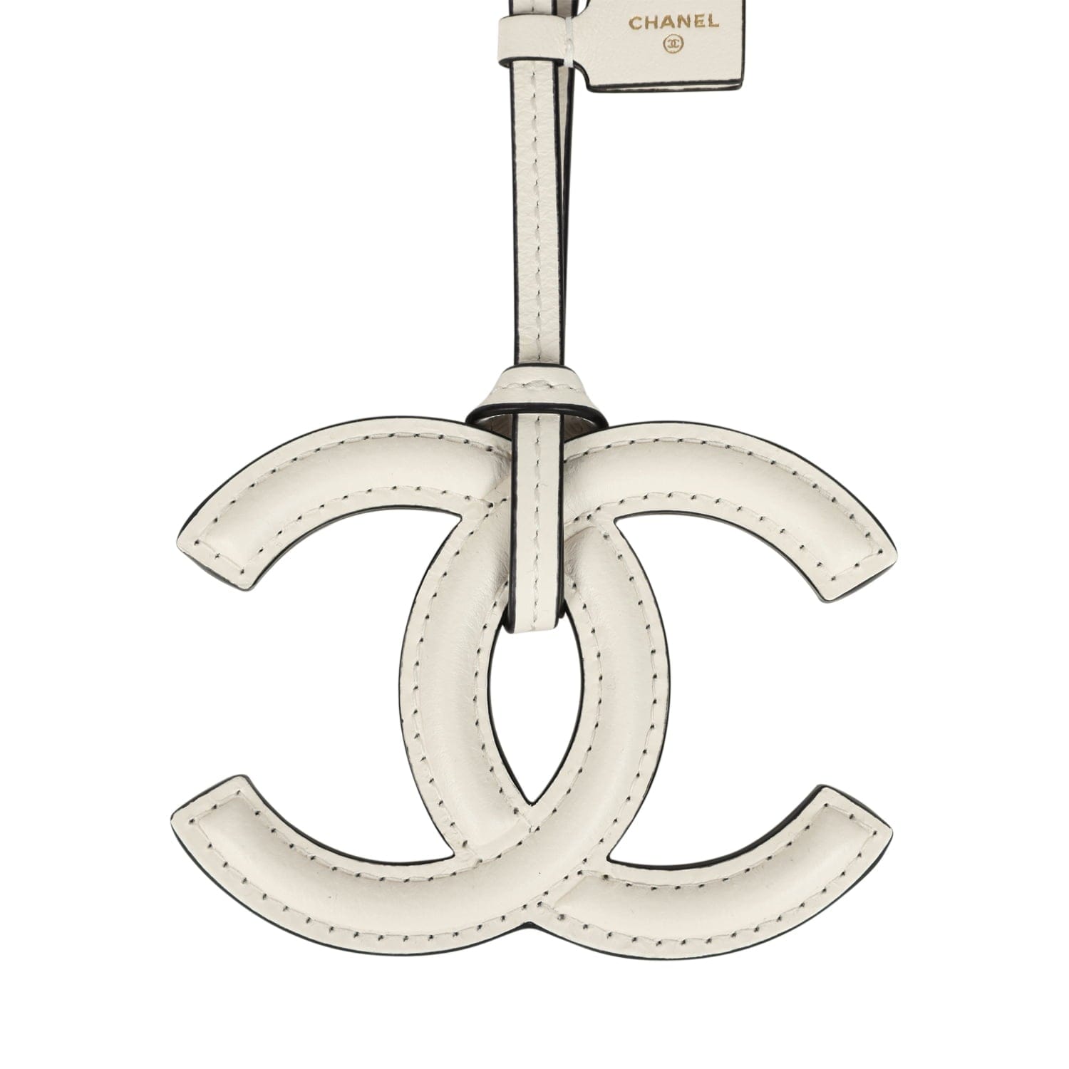 Chanel CC Logo Bag Charm White Lambskin Gold Hardware