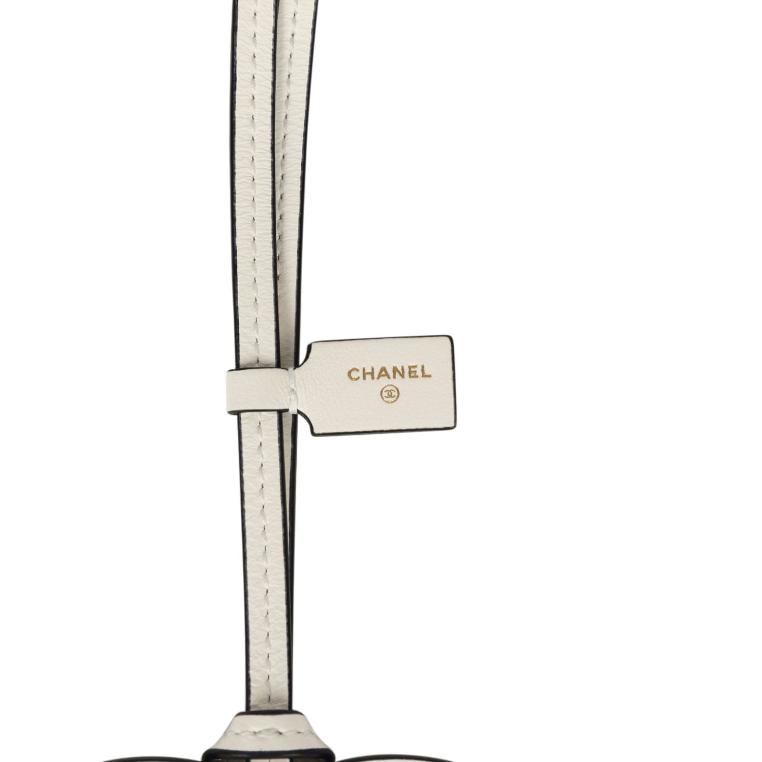Chanel CC Logo Bag Charm White Lambskin Gold Hardware