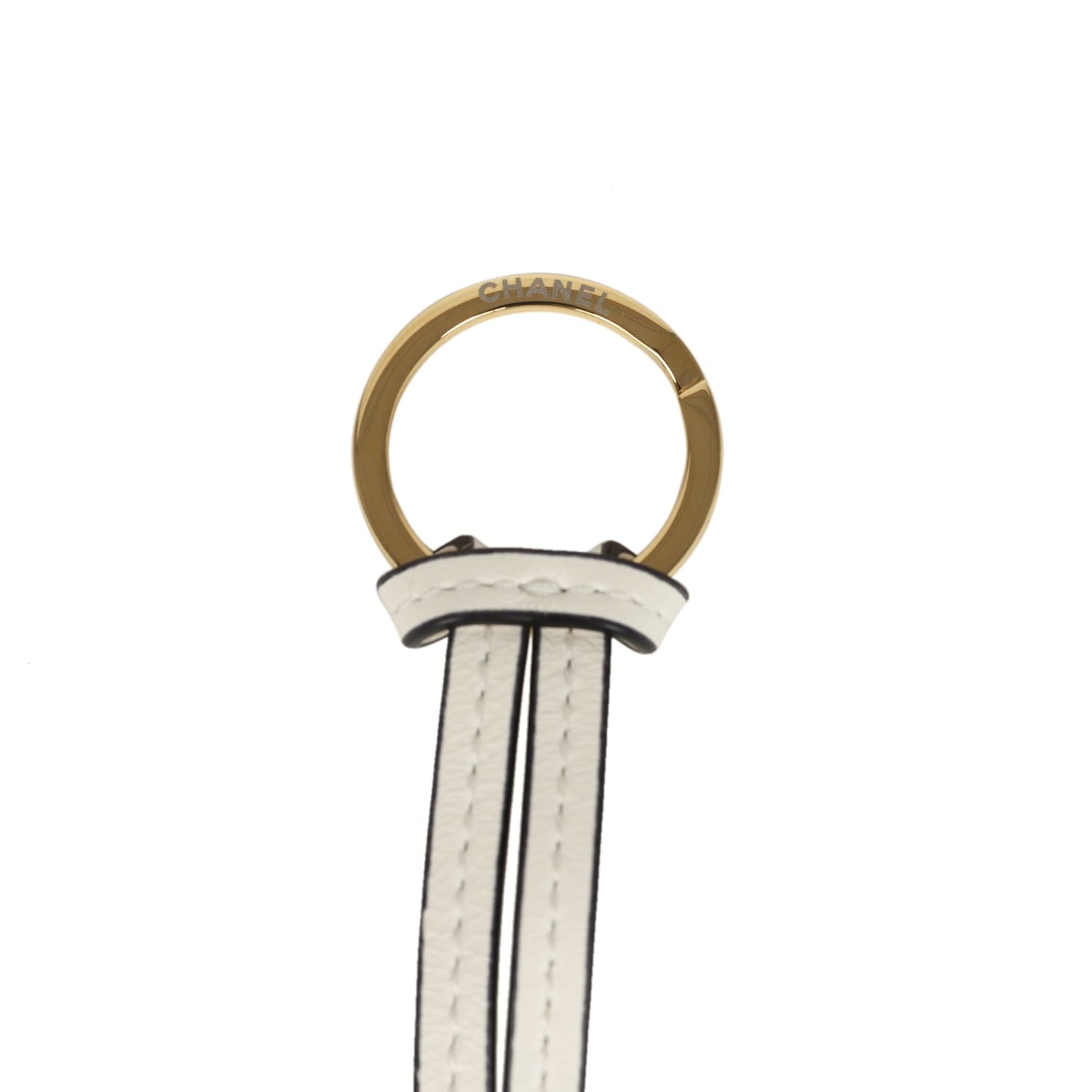 Chanel CC Logo Bag Charm White Lambskin Gold Hardware