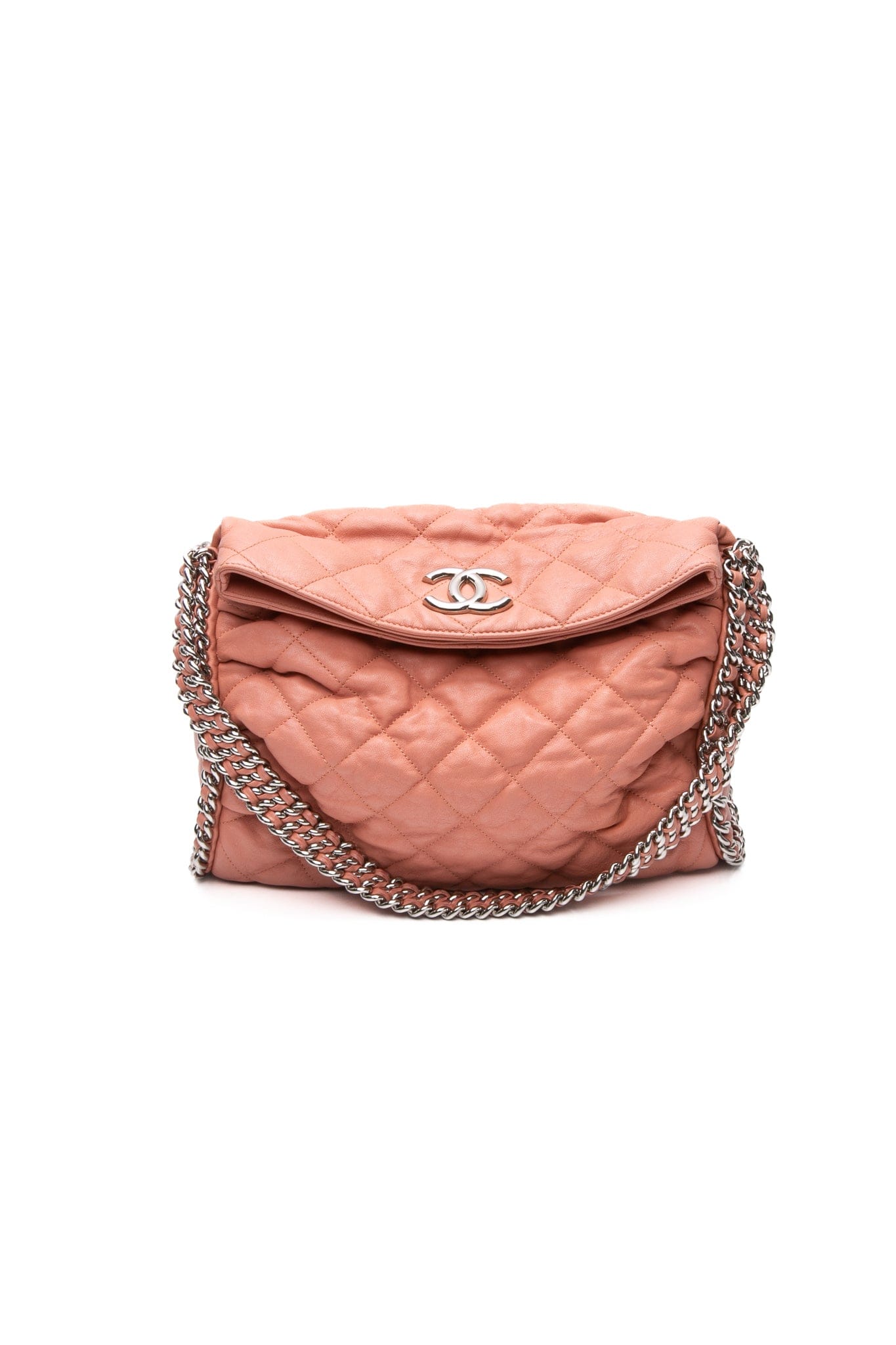 CHANEL Pink Quilted Lambskin Chain Around Hobo Bag