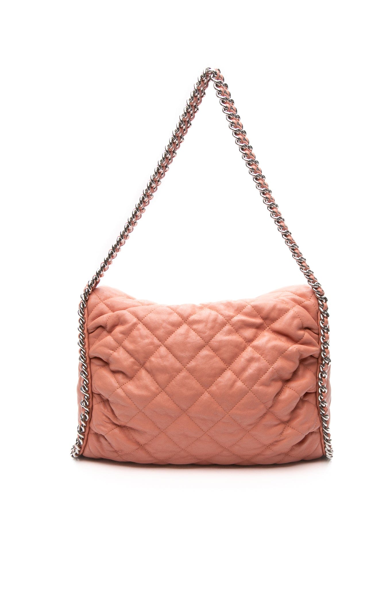 CHANEL Pink Quilted Lambskin Chain Around Hobo Bag