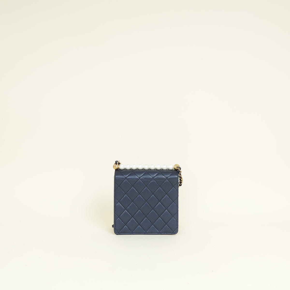 Chanel Metallic Blue Chic Pearls Flap Bag