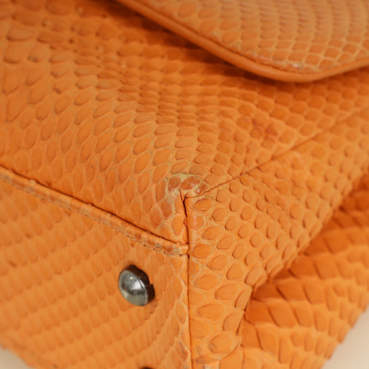 Chanel Orange Python Coco Handle Bag