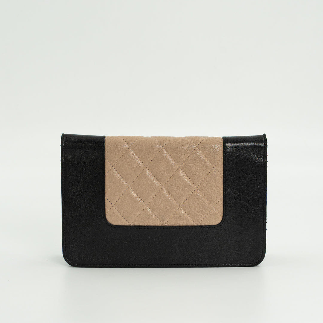 Chanel Wallet on Chain in Black & Beige Leather with Gold Hardware