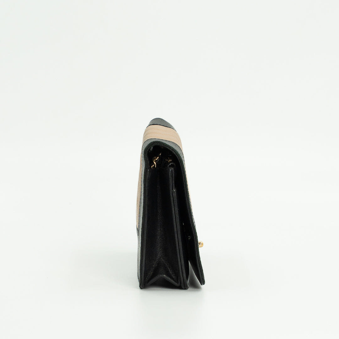 Chanel Wallet on Chain in Black & Beige Leather with Gold Hardware