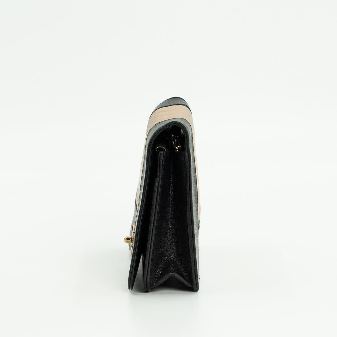Chanel Wallet on Chain in Black & Beige Leather with Gold Hardware