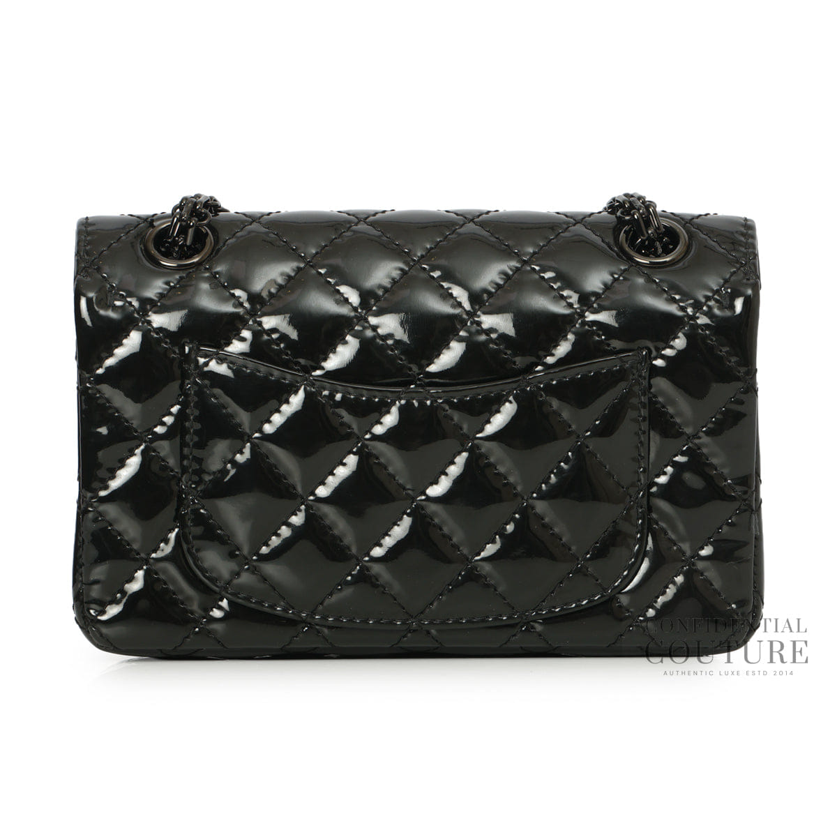 Chanel Black Quilted Patent Leather Reissue 2.55 Mini So Black Flap Bag