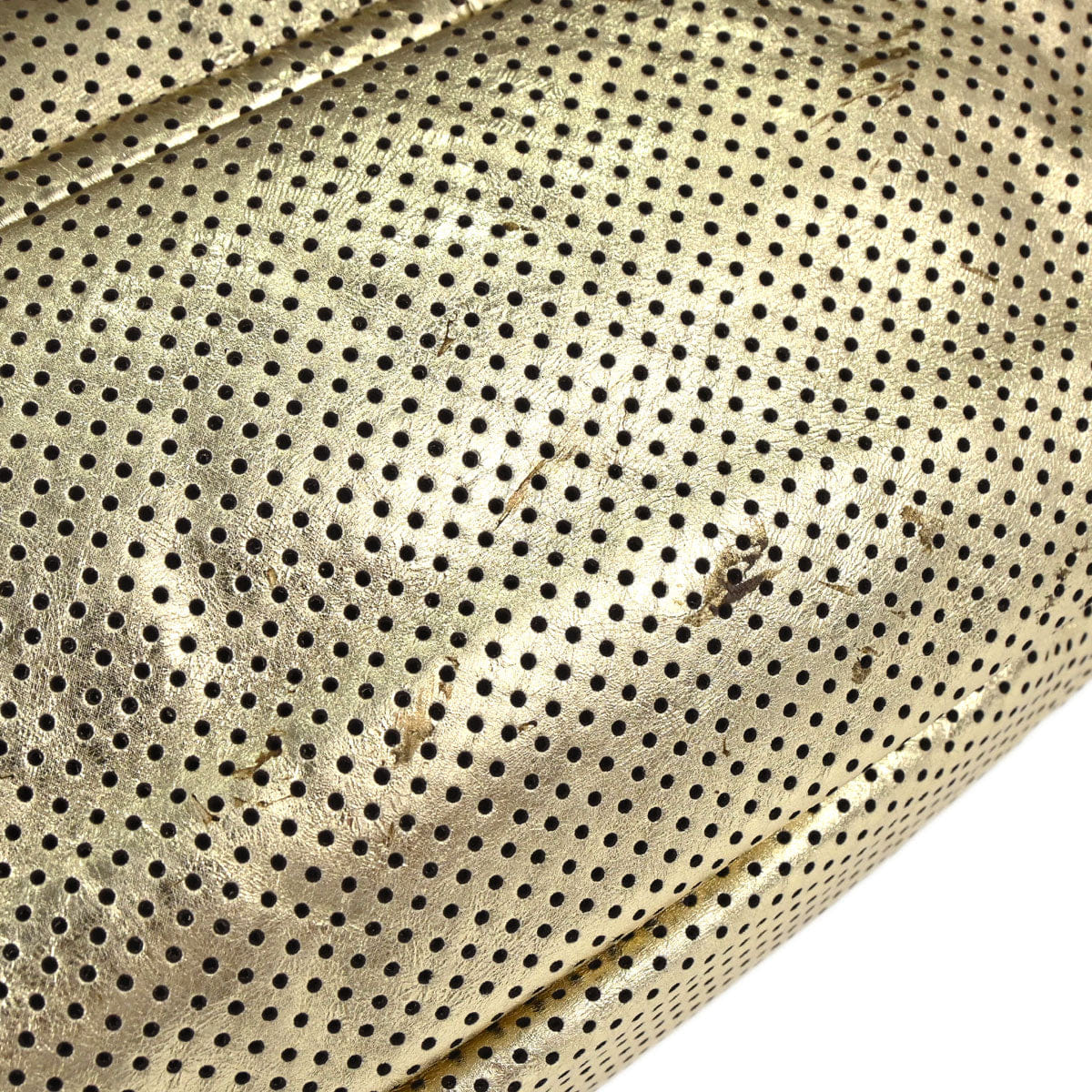Chanel 2008 - 2009 Gold Perforated Lambskin Mademoiselle Lock Accordion Flap Bag