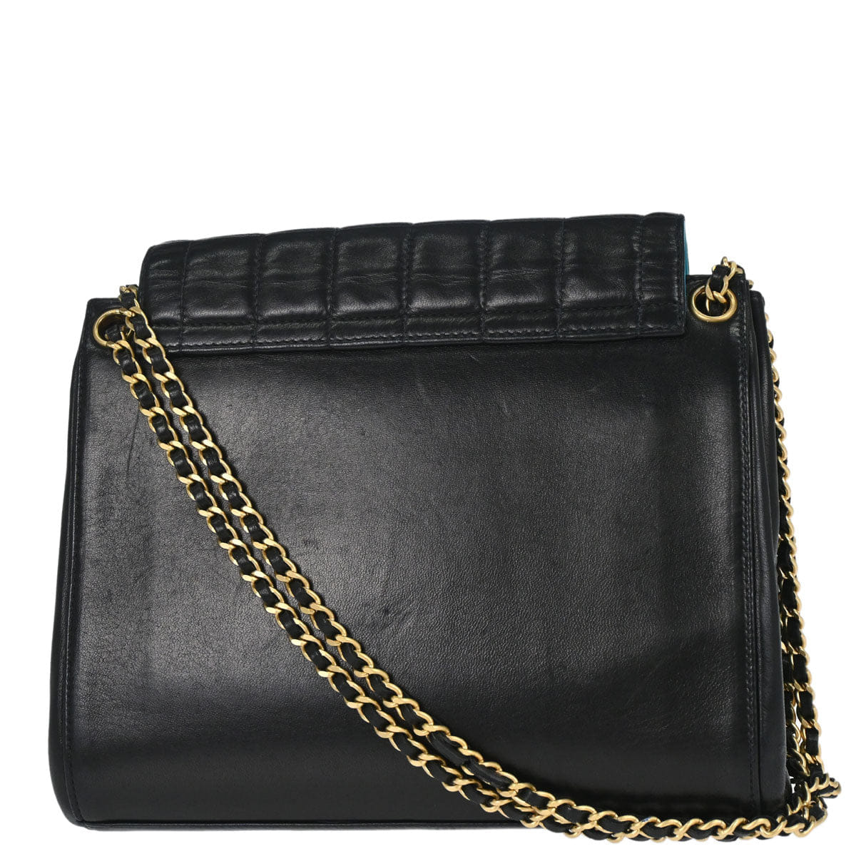 Chanel 2000 - 2002 Black Lambskin Choco Bar Mademoiselle Lock Accordion Flap Bag