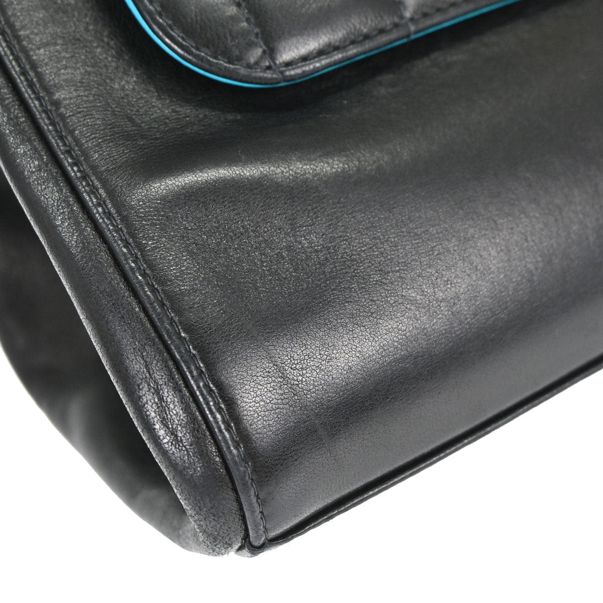 Chanel 2000 - 2002 Black Lambskin Choco Bar Mademoiselle Lock Accordion Flap Bag