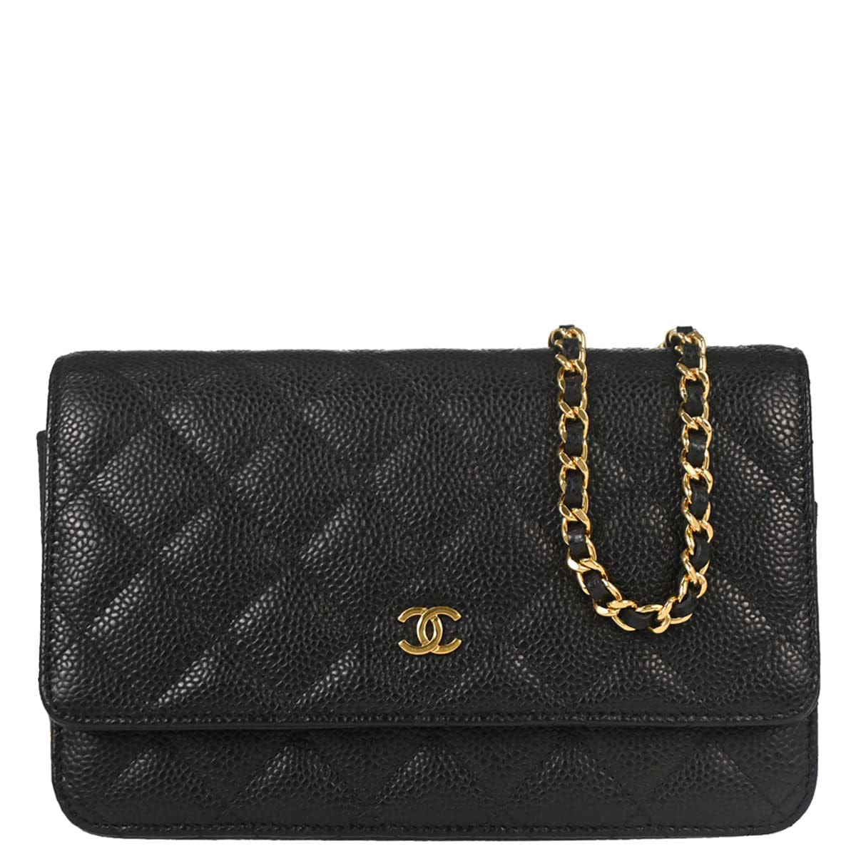 Chanel 2019 Black Caviar Skin Classic WOC Wallet on Chain Bag