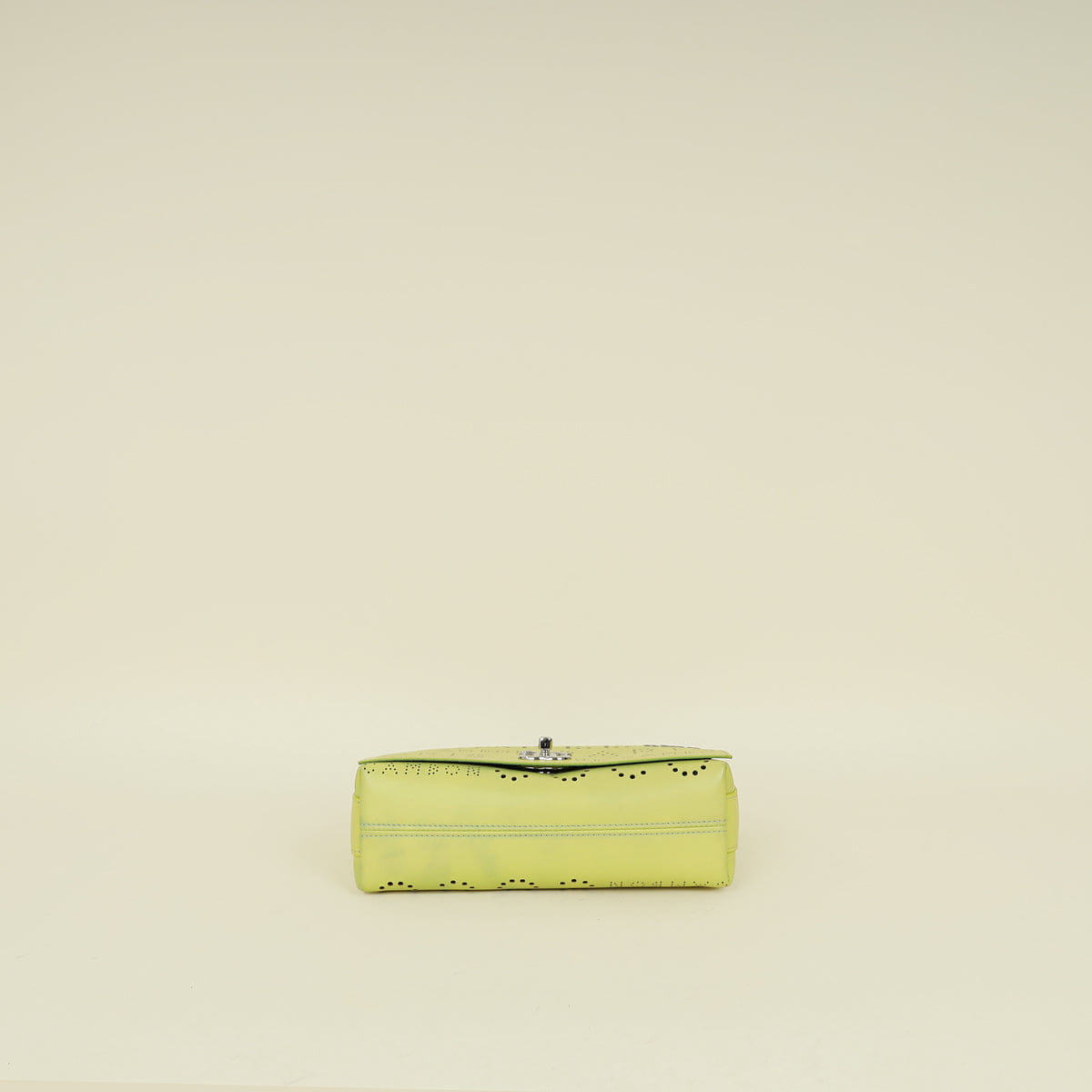 Chanel Yellow Green CC Perforated Logo Eyelet Flap Bag