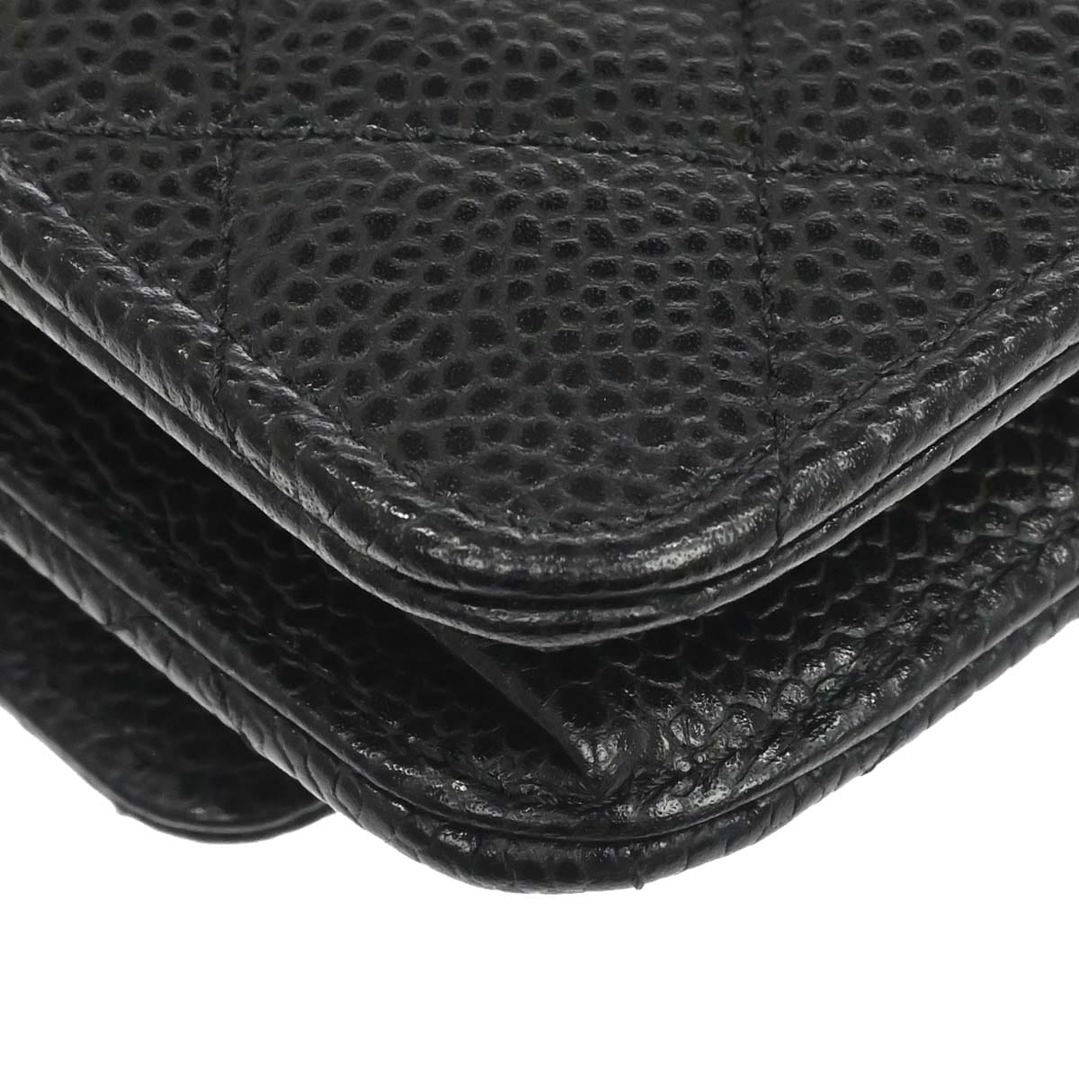 Chanel 2017 - 2018 Black Caviar Skin Classic WOC Wallet on Chain Bag