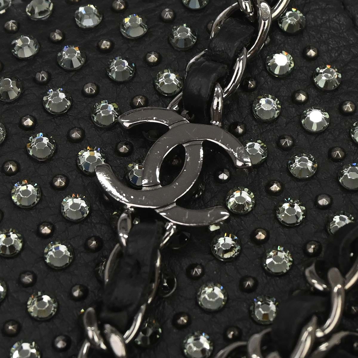 Chanel 2014 - 2015 Black Calfskin Rhinestone WOC Wallet on Chain Bag
