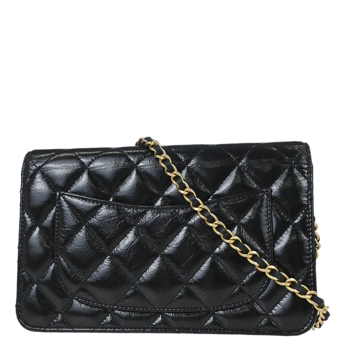 Chanel 2014 - 2015 Black Patent Leather Mademoiselle Lock WOC Wallet on Chain Bag