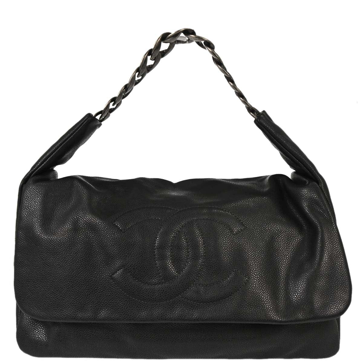 Chanel 2009 - 2010 Gray Caviar Skin Hobo Bag
